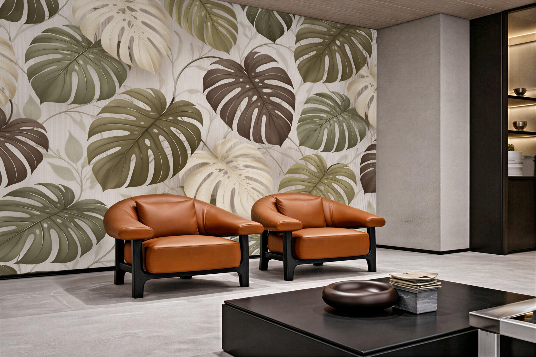 Fototapeta monstera w beżowej elegancji?v23