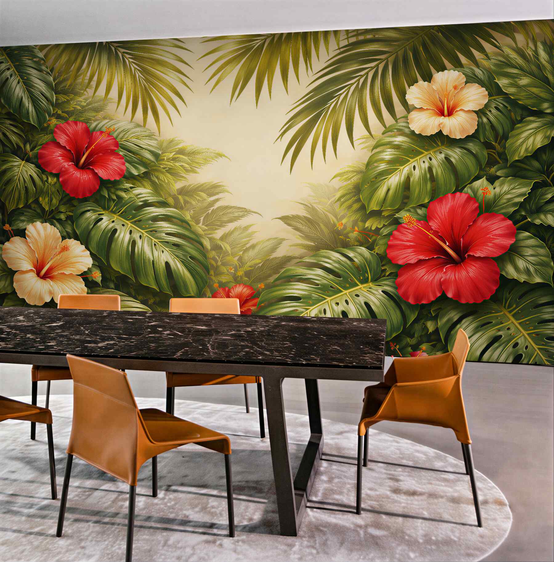 Fototapeta egzotyczna dżungla z hibiskusami?v23