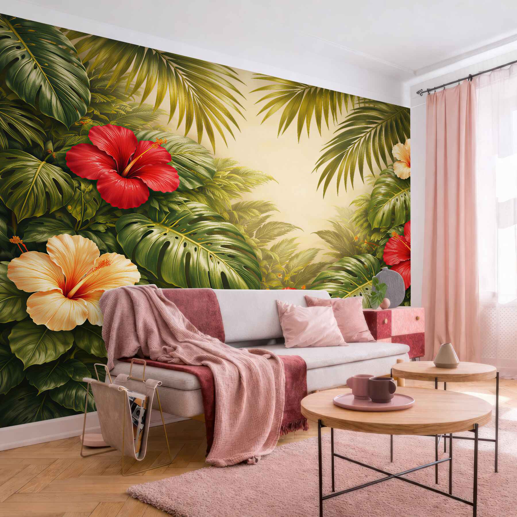 Fototapeta egzotyczna dżungla z hibiskusami?v23