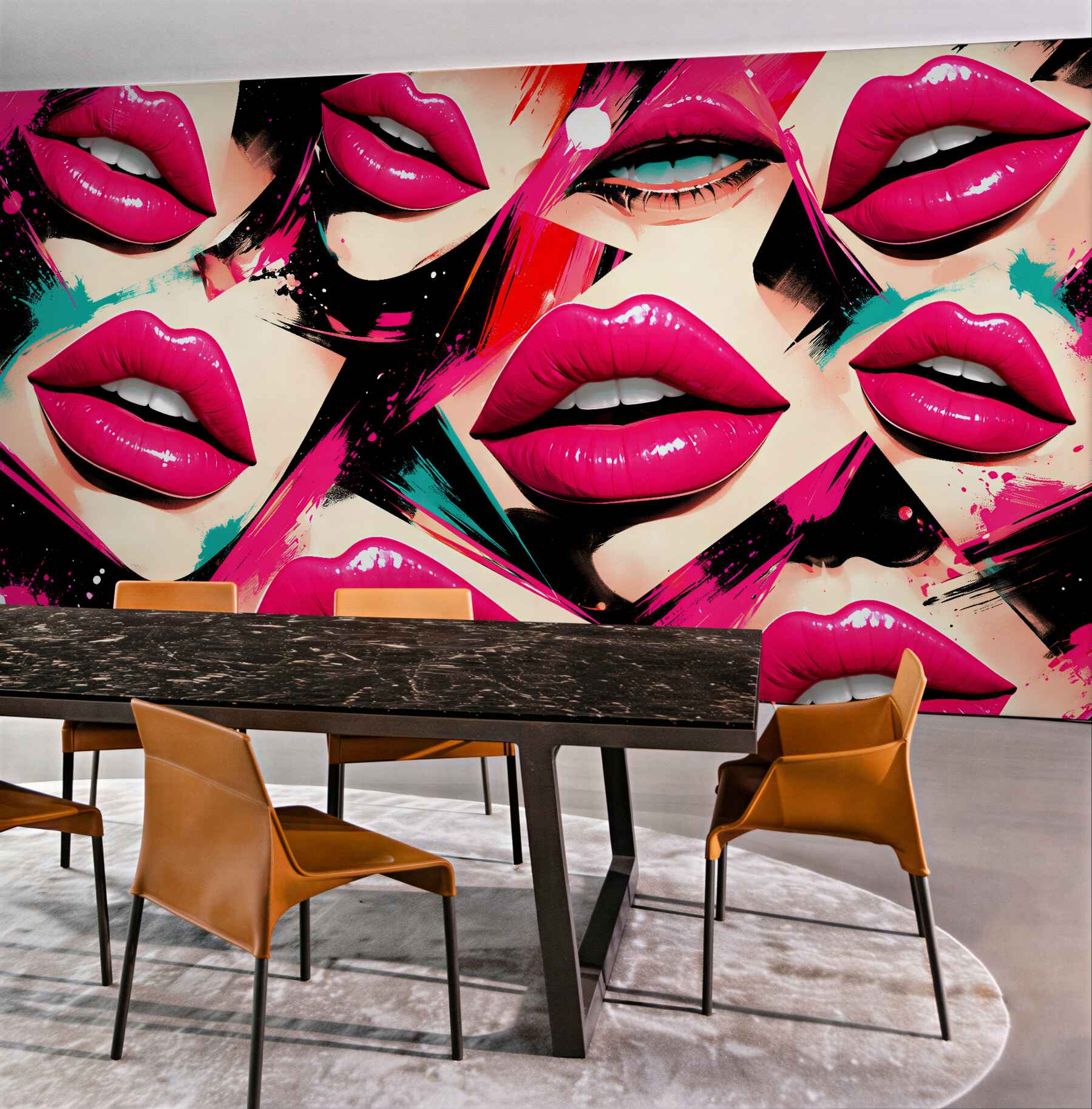 Fototapeta neonowe usta pop-art glamour?v23