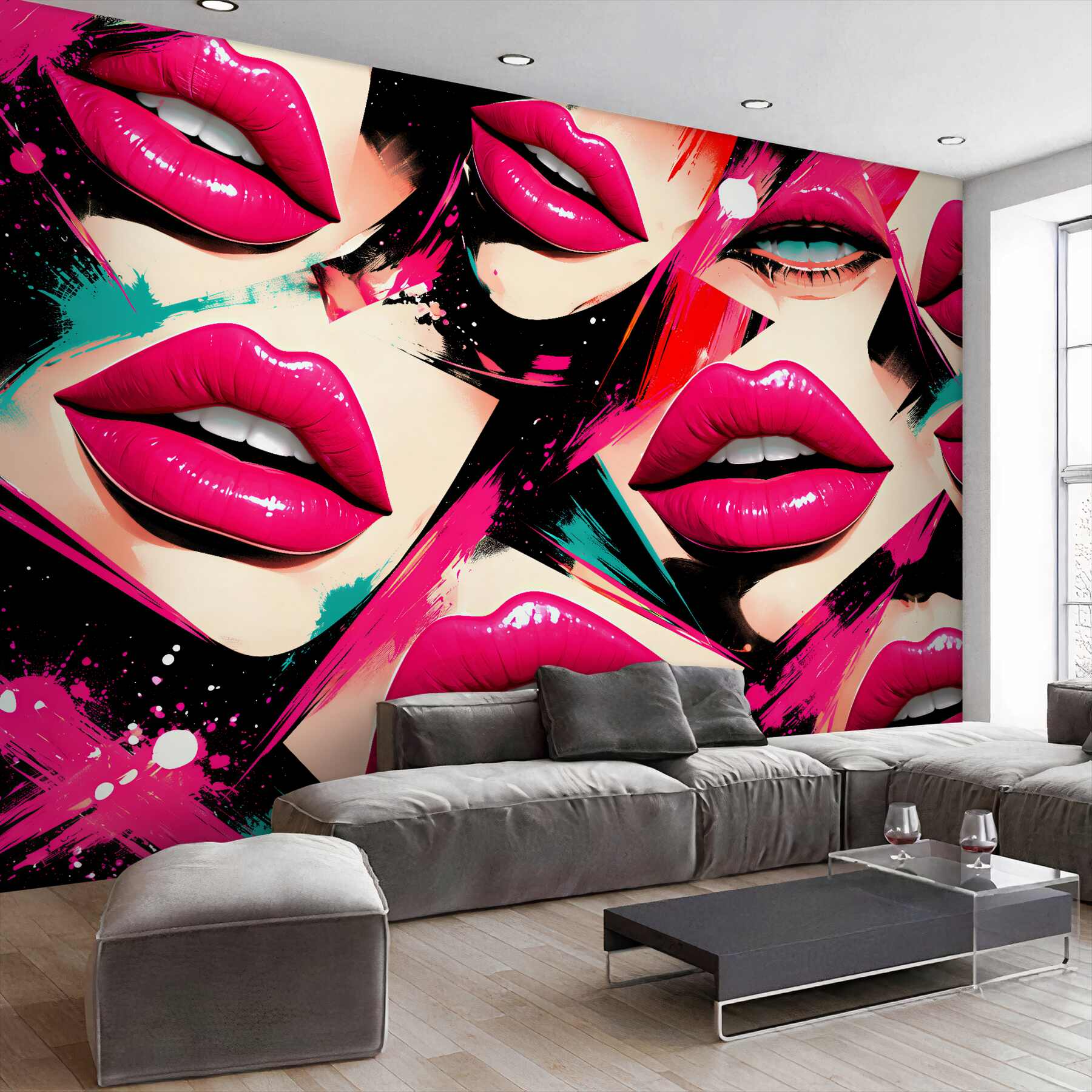 Fototapeta neonowe usta pop-art glamour?v23