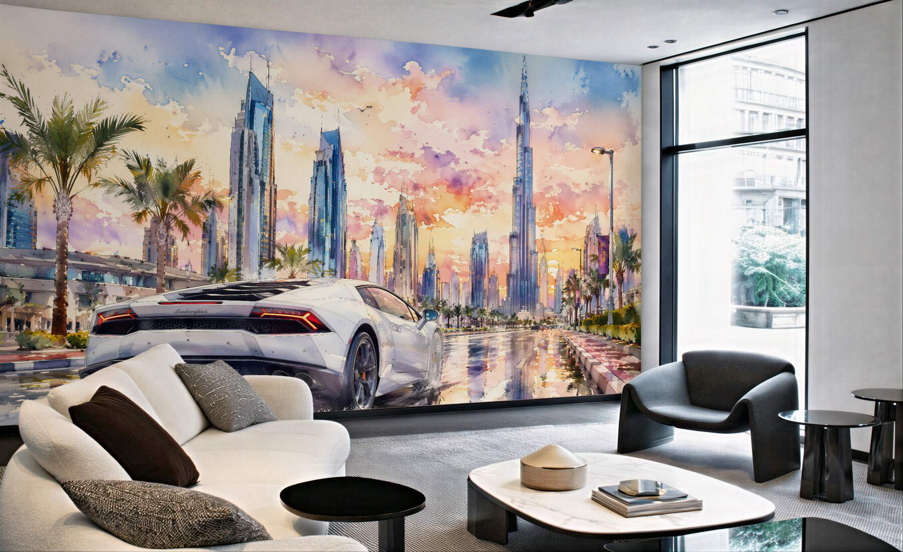 Fototapeta sportowe auto pod dubajskim niebem?v23