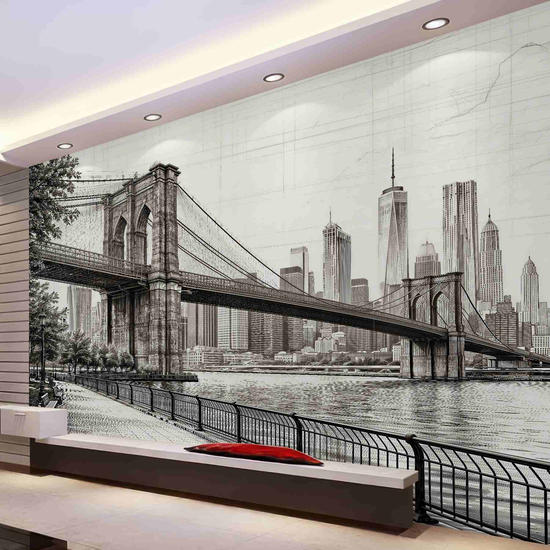 Fototapeta szkic mostu brooklińskiego na manhattanie?v23