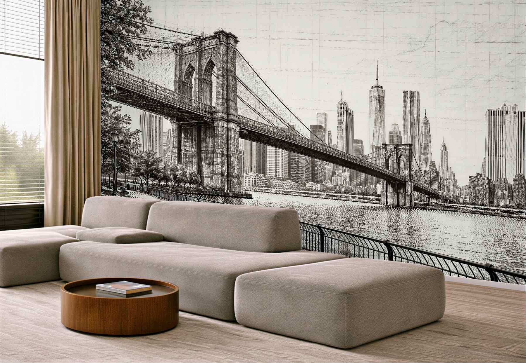 Fototapeta szkic mostu brooklińskiego na manhattanie?v23