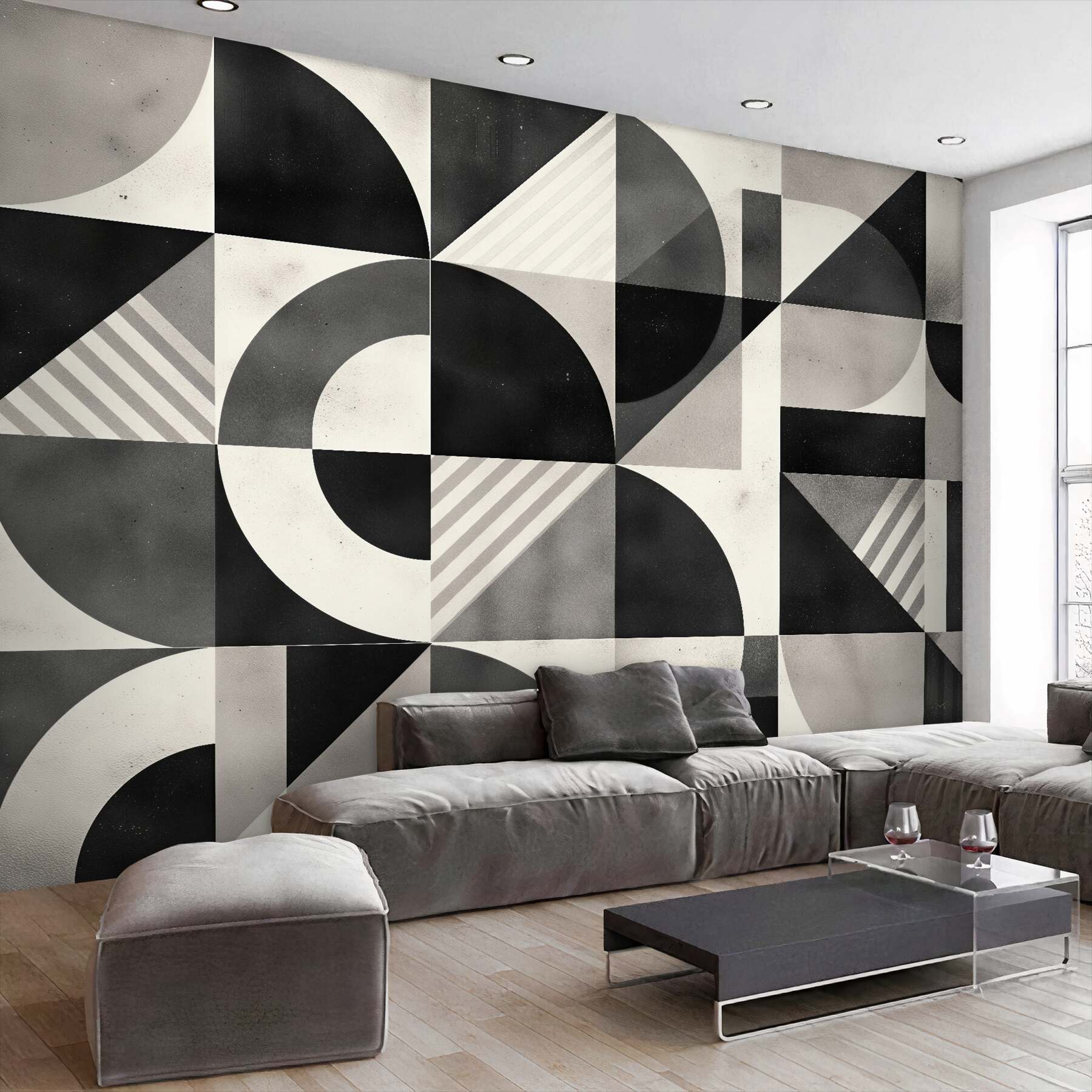 Fototapeta geometryczna mozaika w czerni i bieli?v23