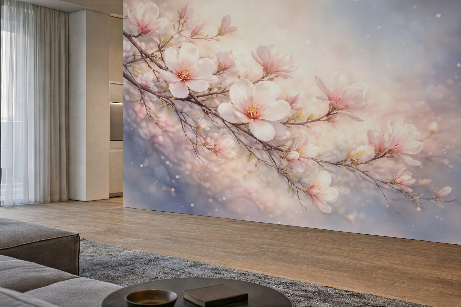 Fototapeta kwitnąca magnolia w pastelowym świetle?v23