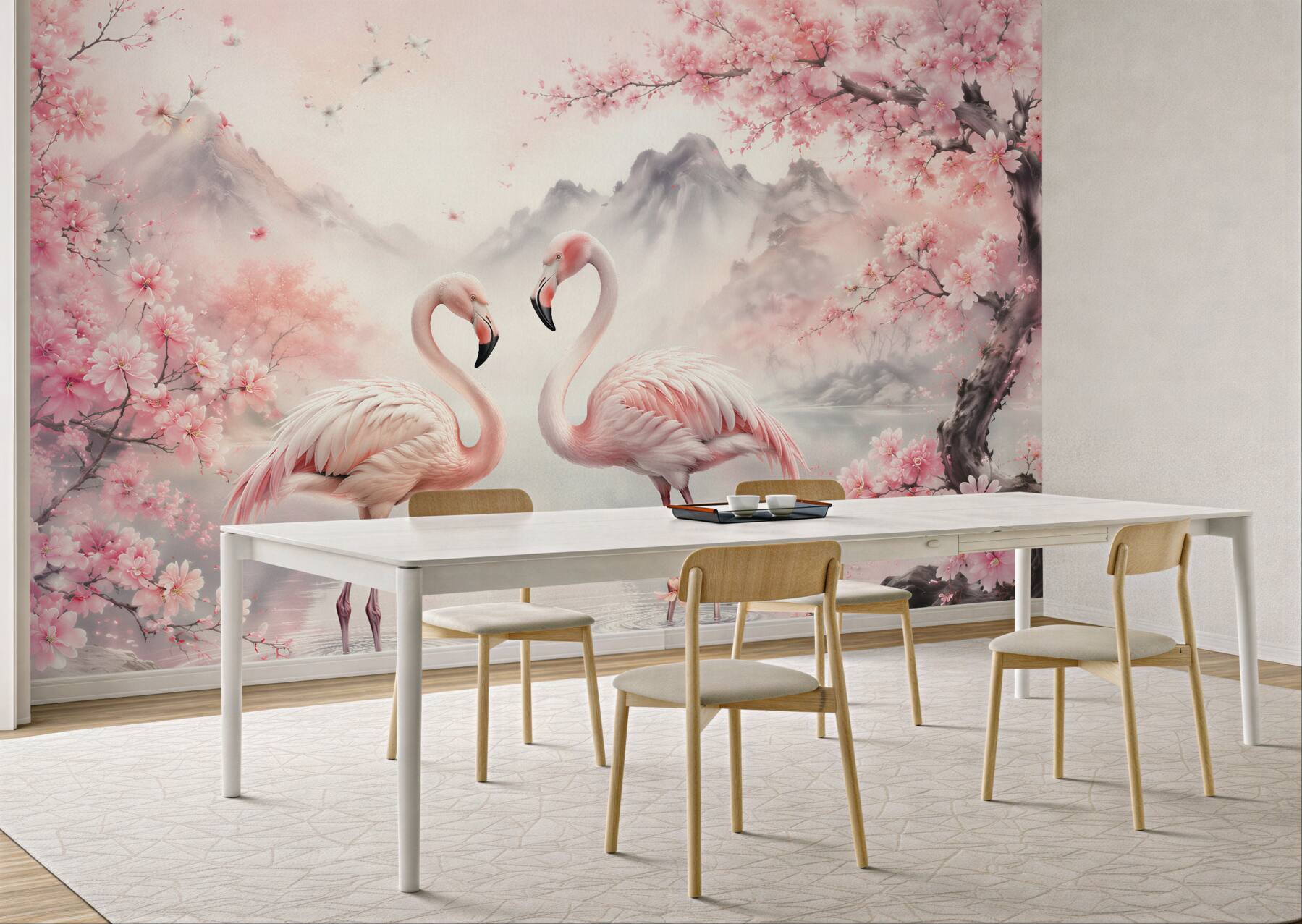Fototapeta flamingi w kwitnącej idylli?v23