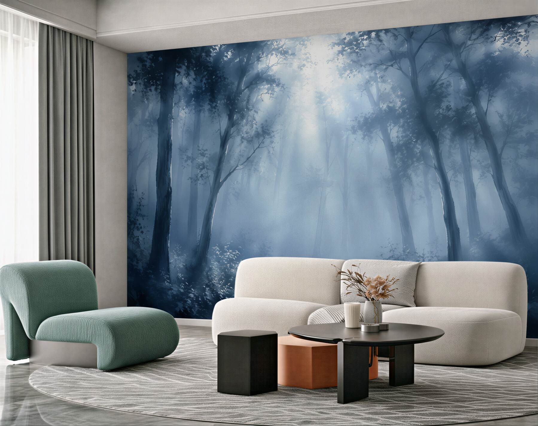 Fototapeta leśna mgła w błękitnym świetle?v23
