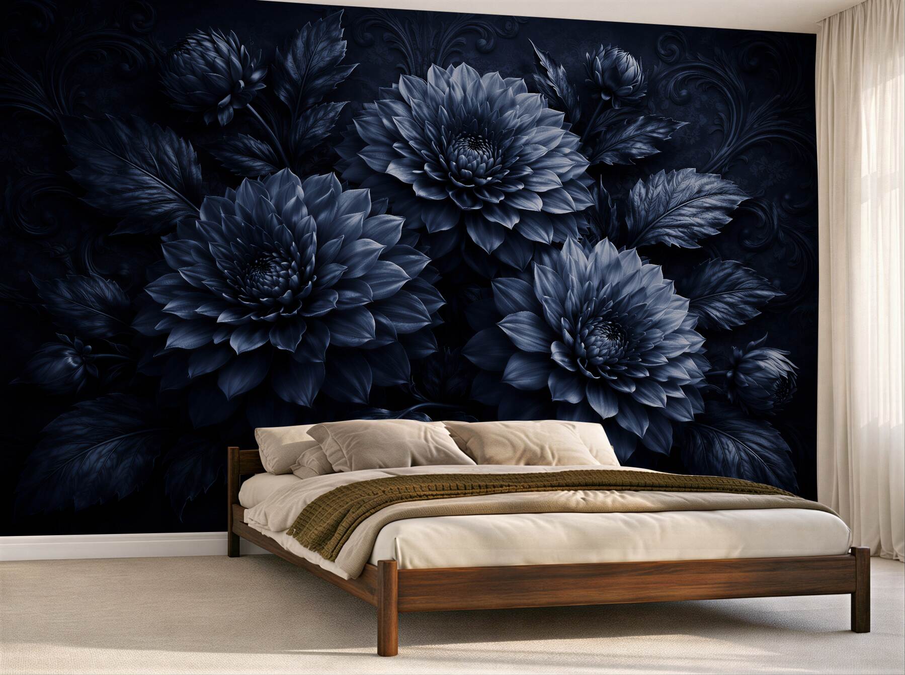 Fototapeta nocne dalie w granatowej elegancji?v23
