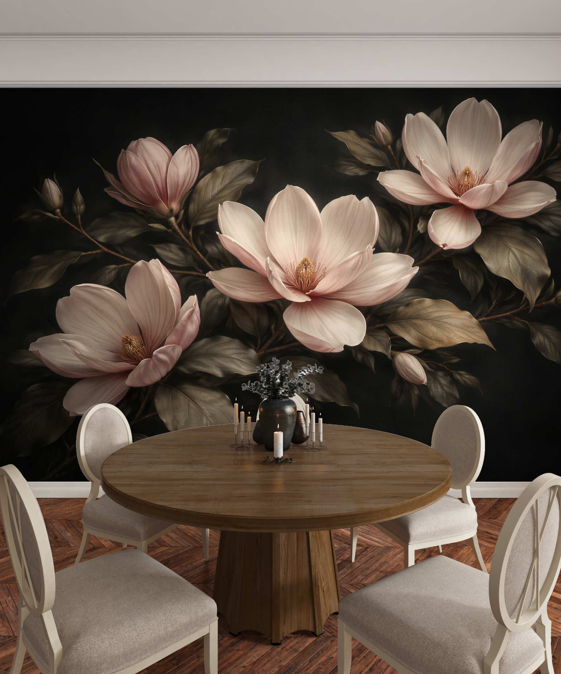 Fototapeta zmysłowe magnolie na ciemnym tle?v23