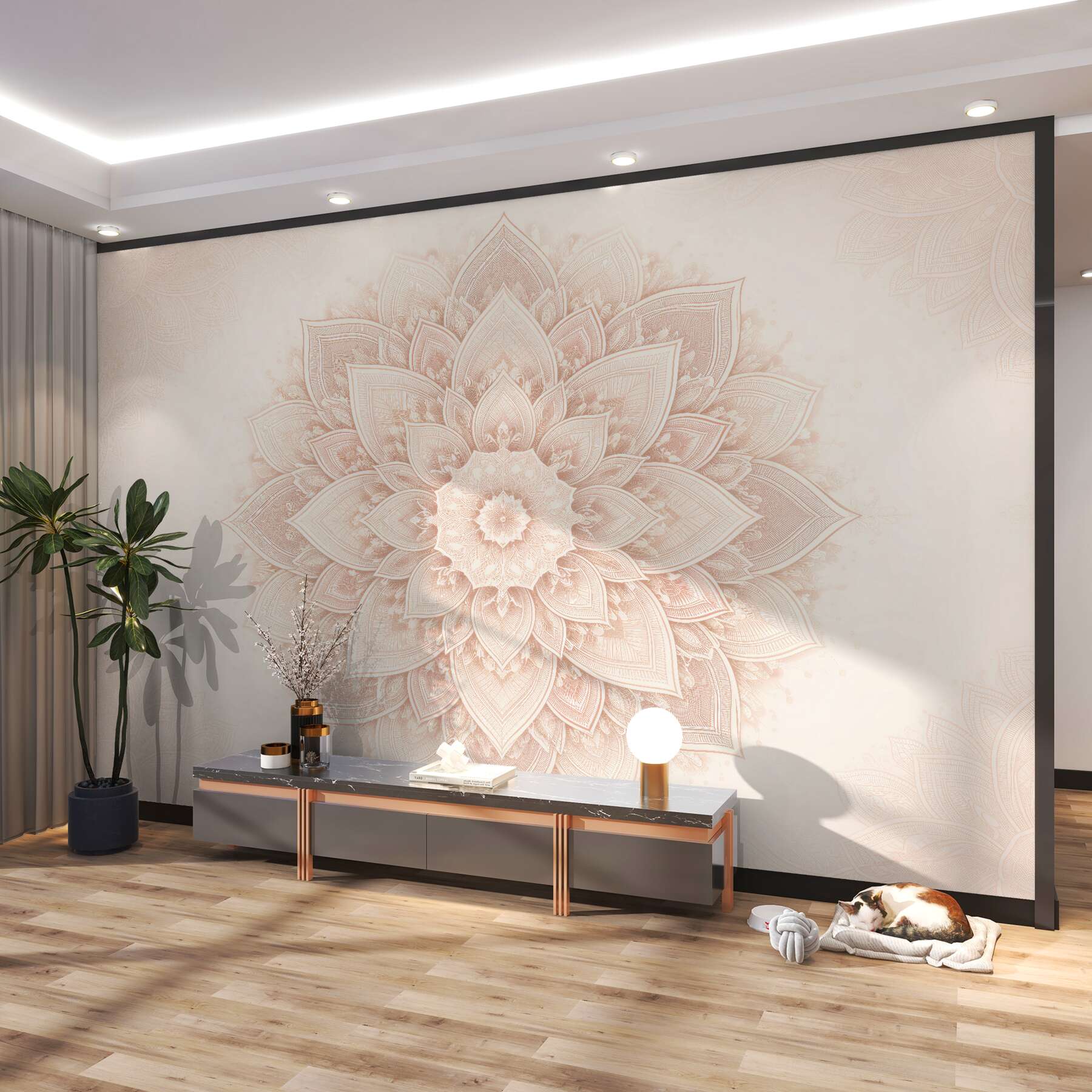 Fototapeta pudrowa mandala w harmonijnym blasku?v23