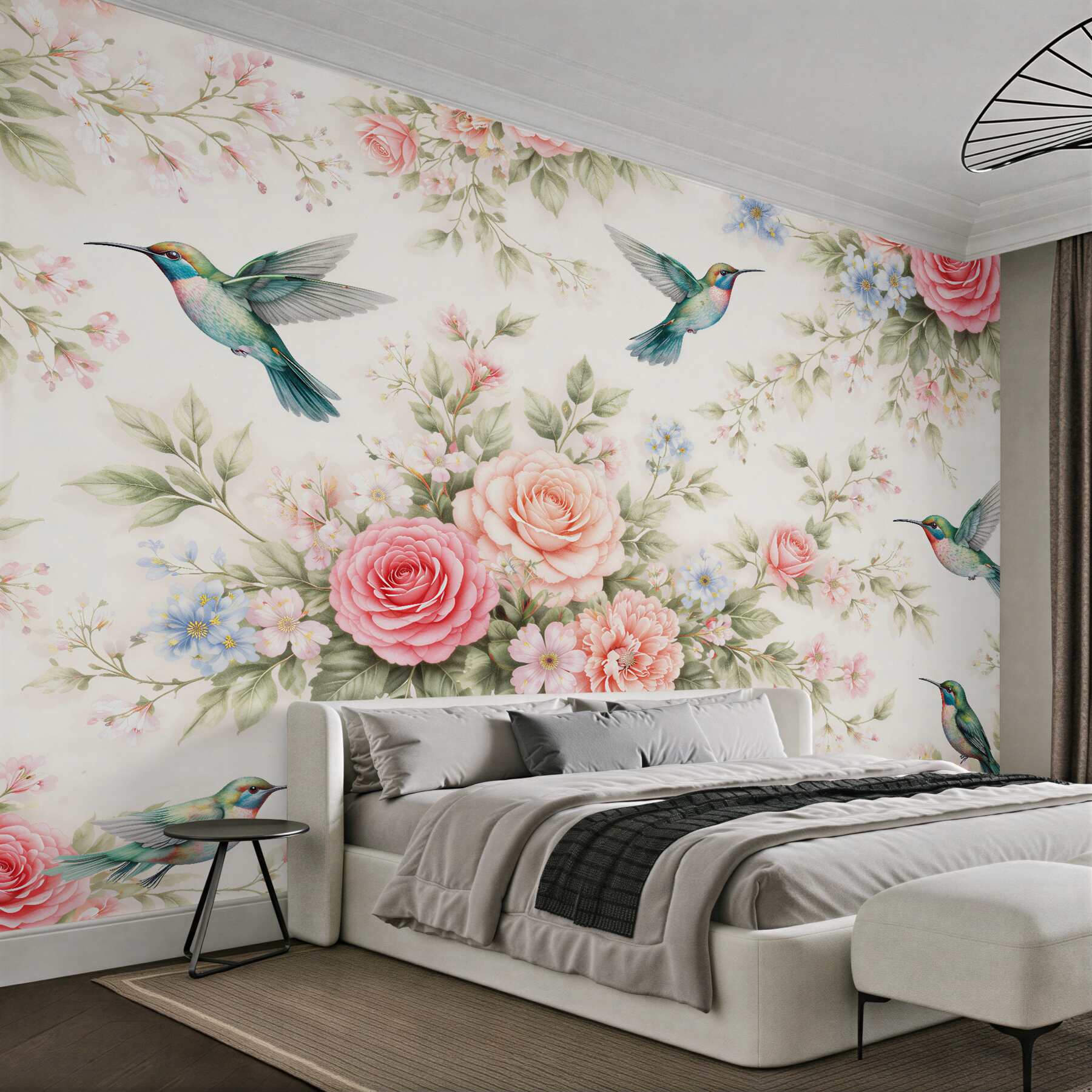 Fototapeta kolibry wśród różanych kwiatów?v23