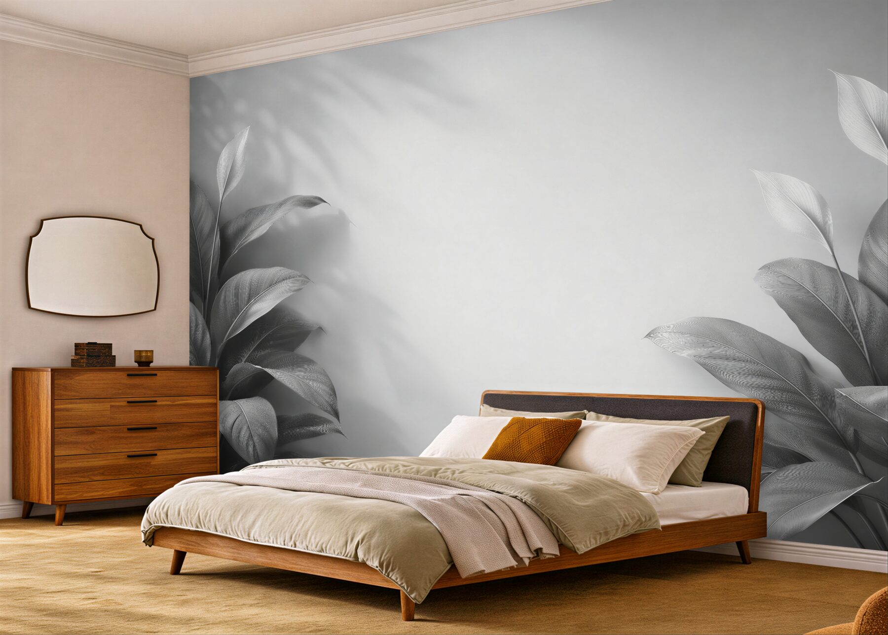 Fototapeta srebrne liście w minimalistycznym cieniu?v23