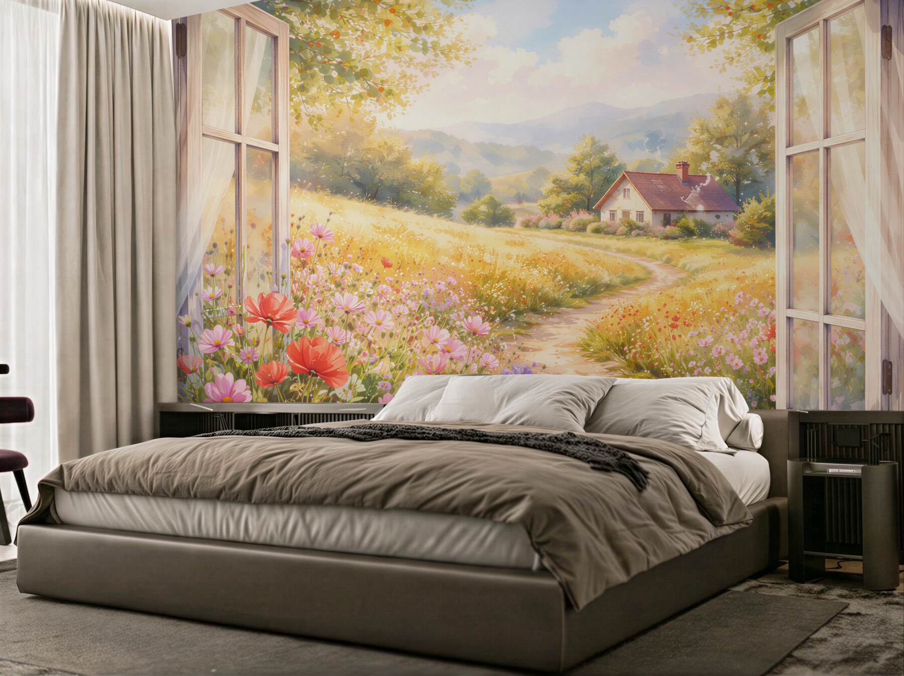 Fototapeta sielankowy ogród za otwartym oknem?v23