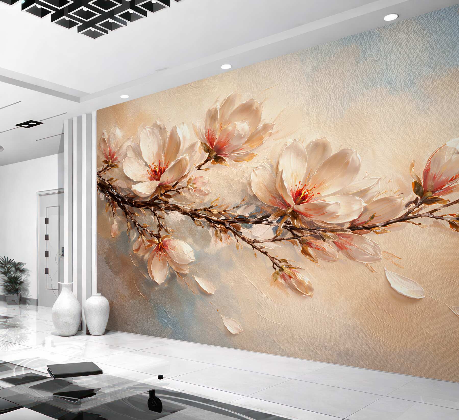 Fototapeta subtelna gałąź magnolii w świetle?v23
