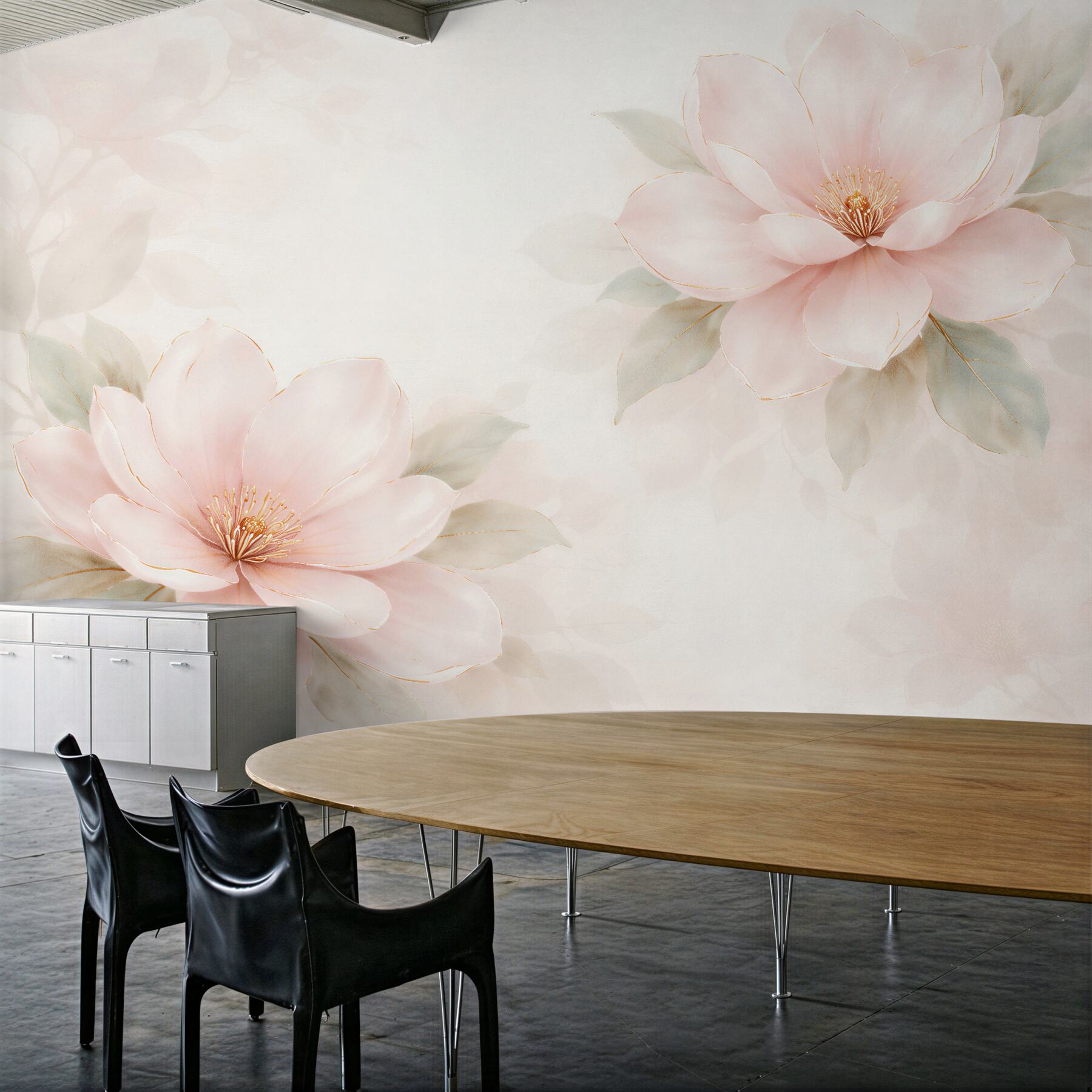 Fototapeta pudrowe magnolie ze złotą linią?v23