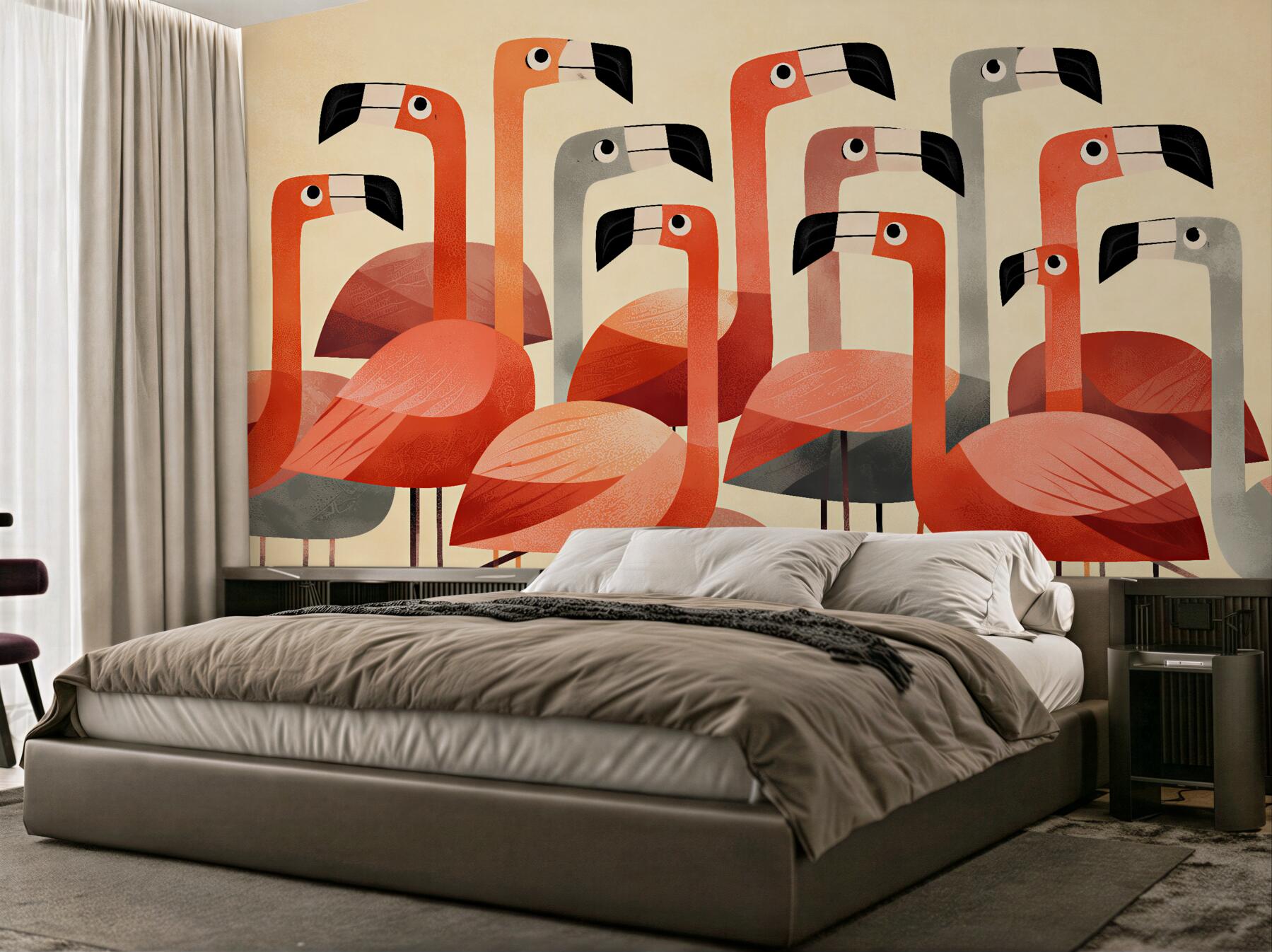 Fototapeta stylizowane flamingi retro?v23