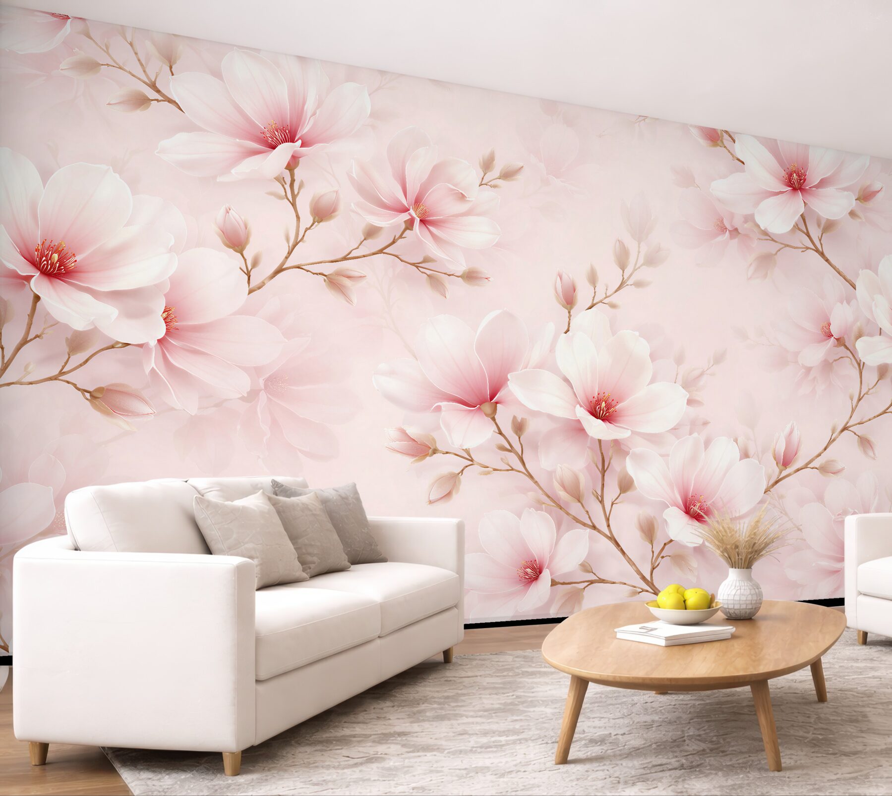Fototapeta pudrowa magnolia w kwiatach?v23