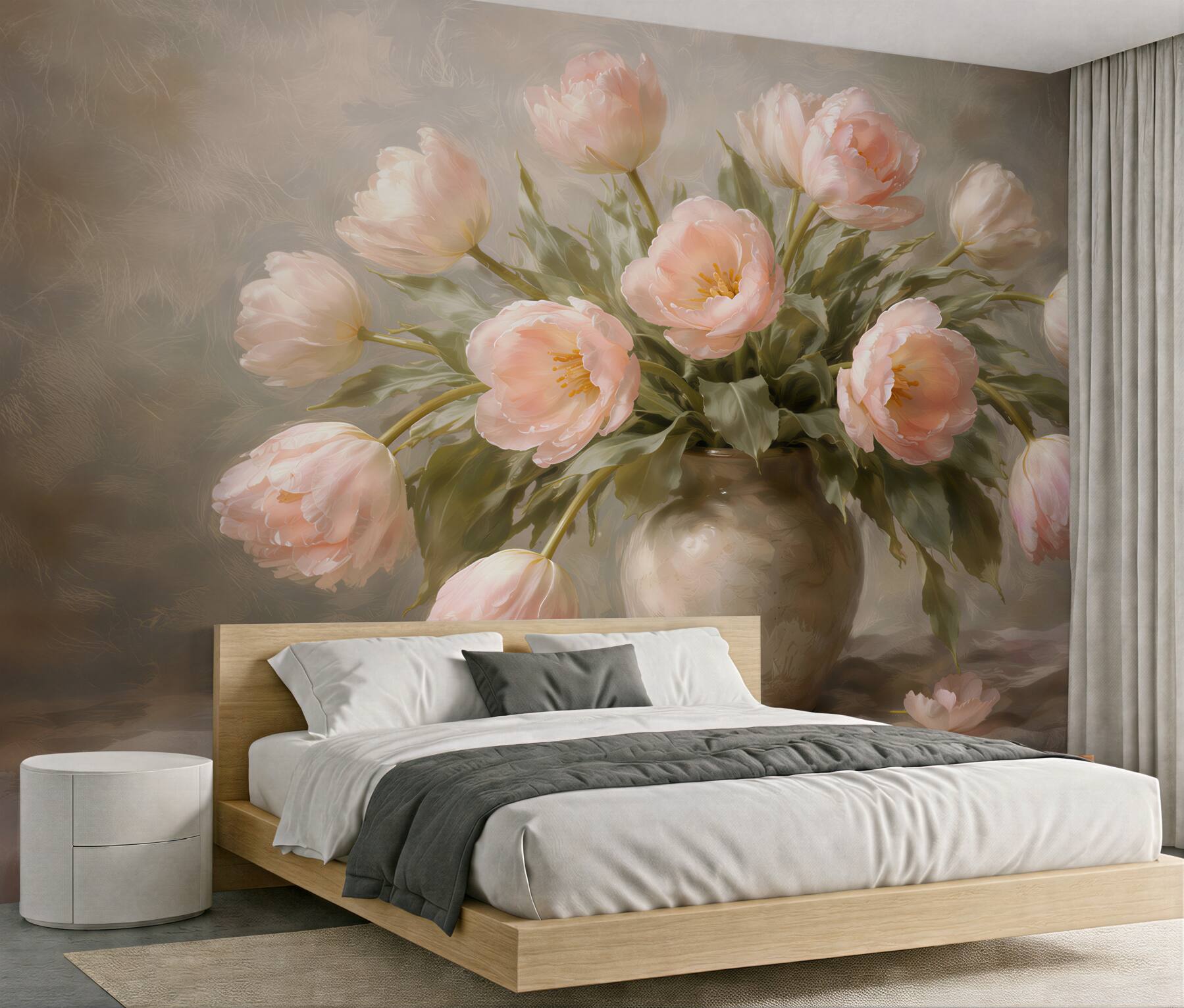 Fototapeta pastelowe tulipany w wazonie?v23