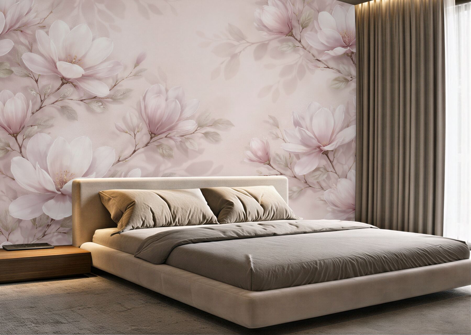 Fototapeta subtelne magnolie na pudrowym tle?v23