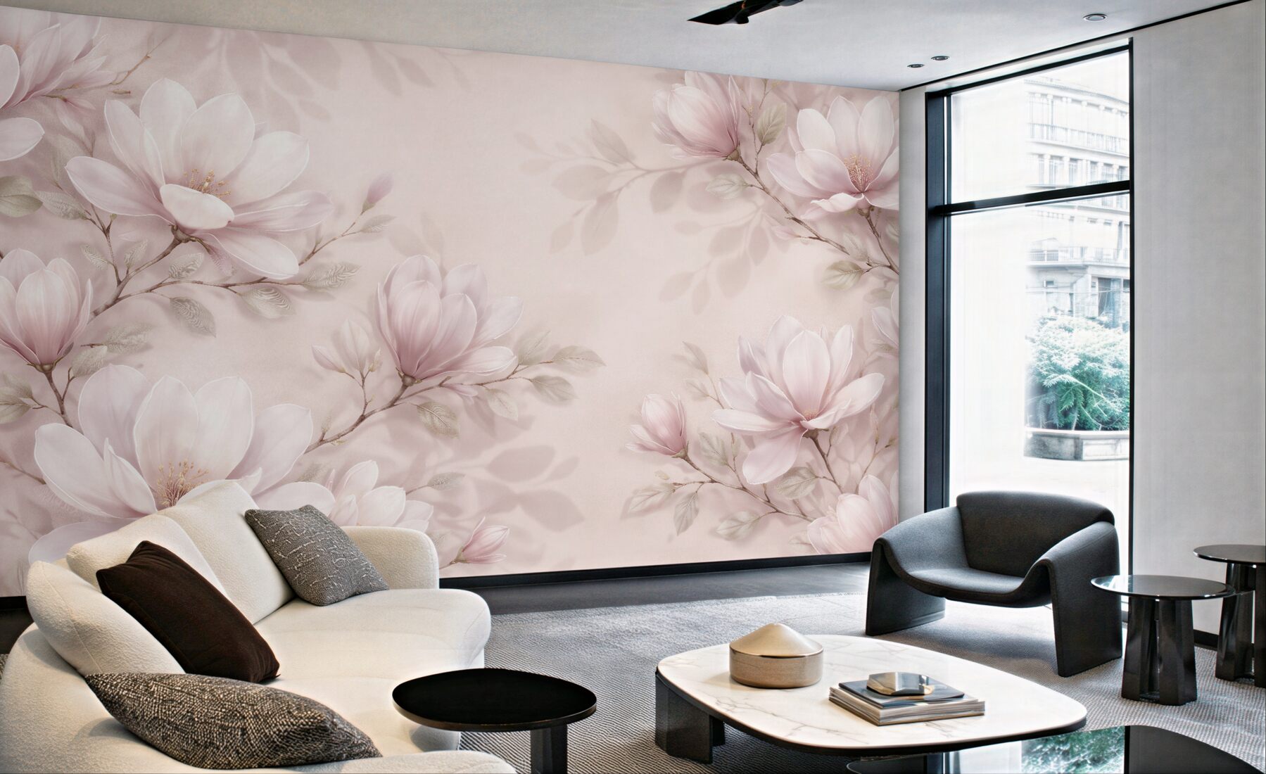 Fototapeta subtelne magnolie na pudrowym tle?v23