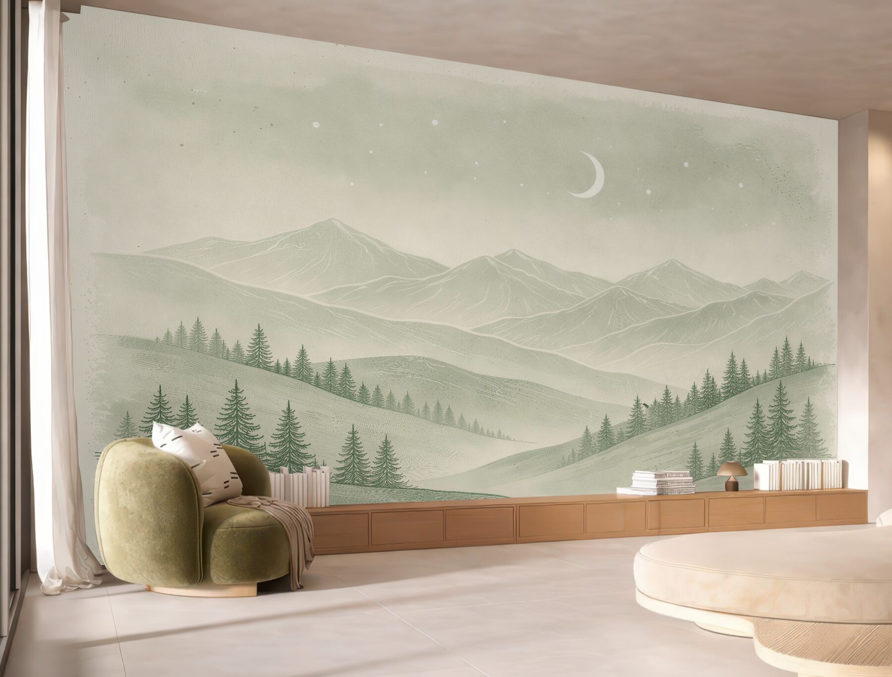 Fototapeta minimalistyczne góry pod księżycem?v23