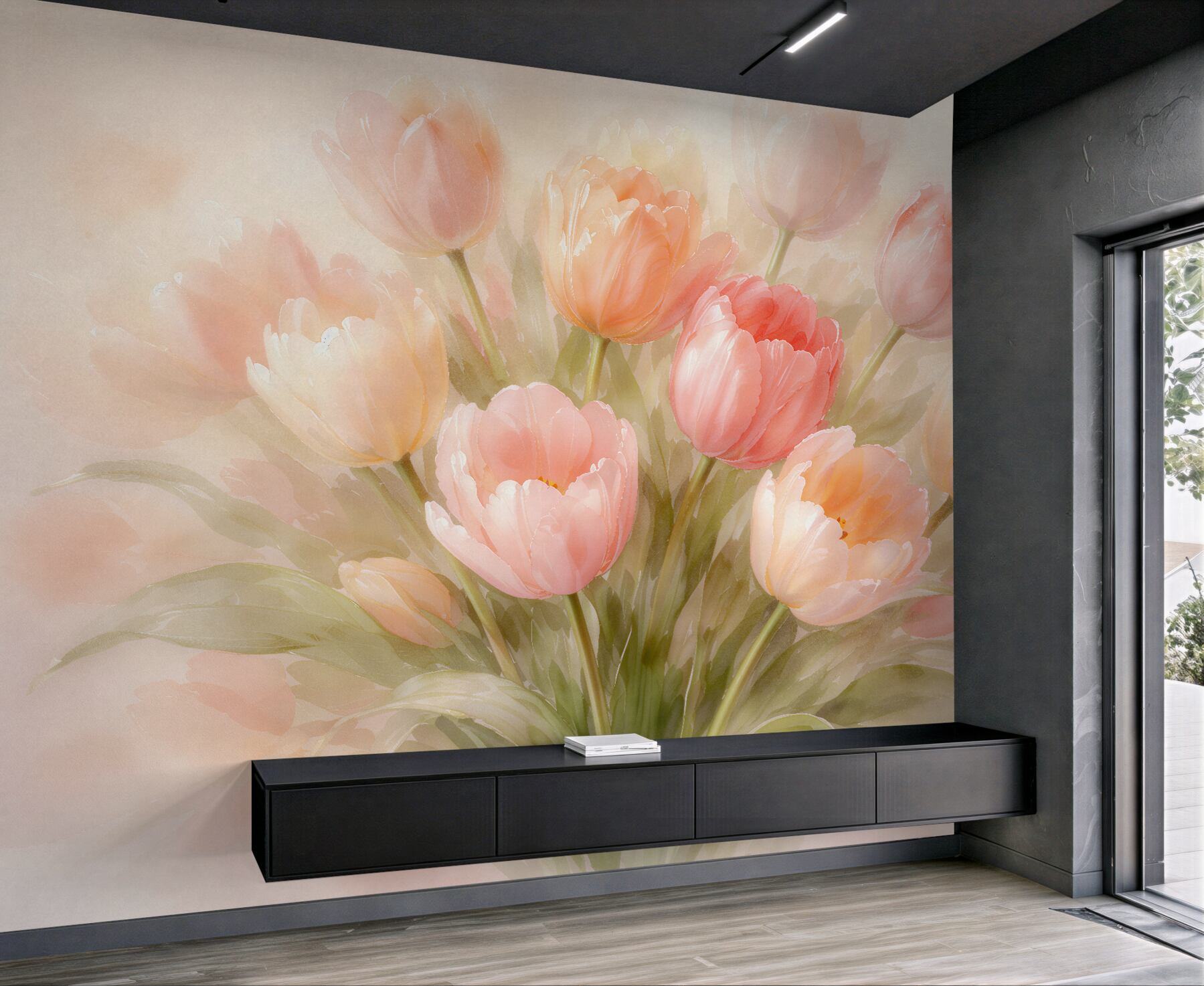 Fototapeta pastelowe tulipany w delikatnym blasku?v23