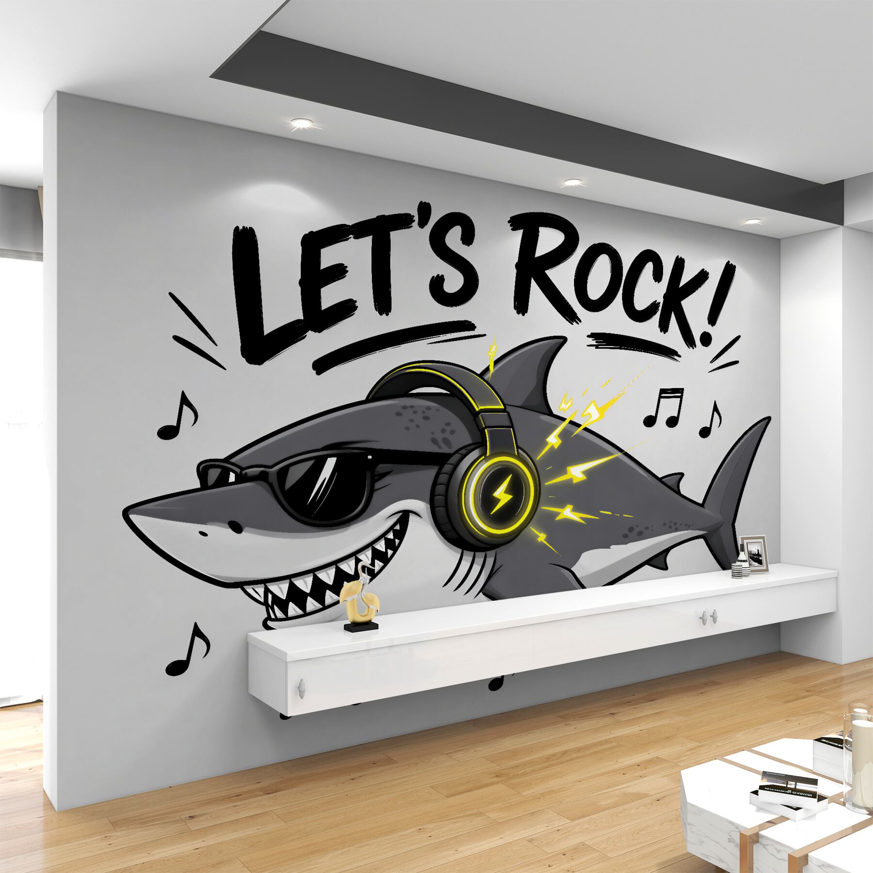 Fototapeta rockowy rekin w słuchawkach?v23