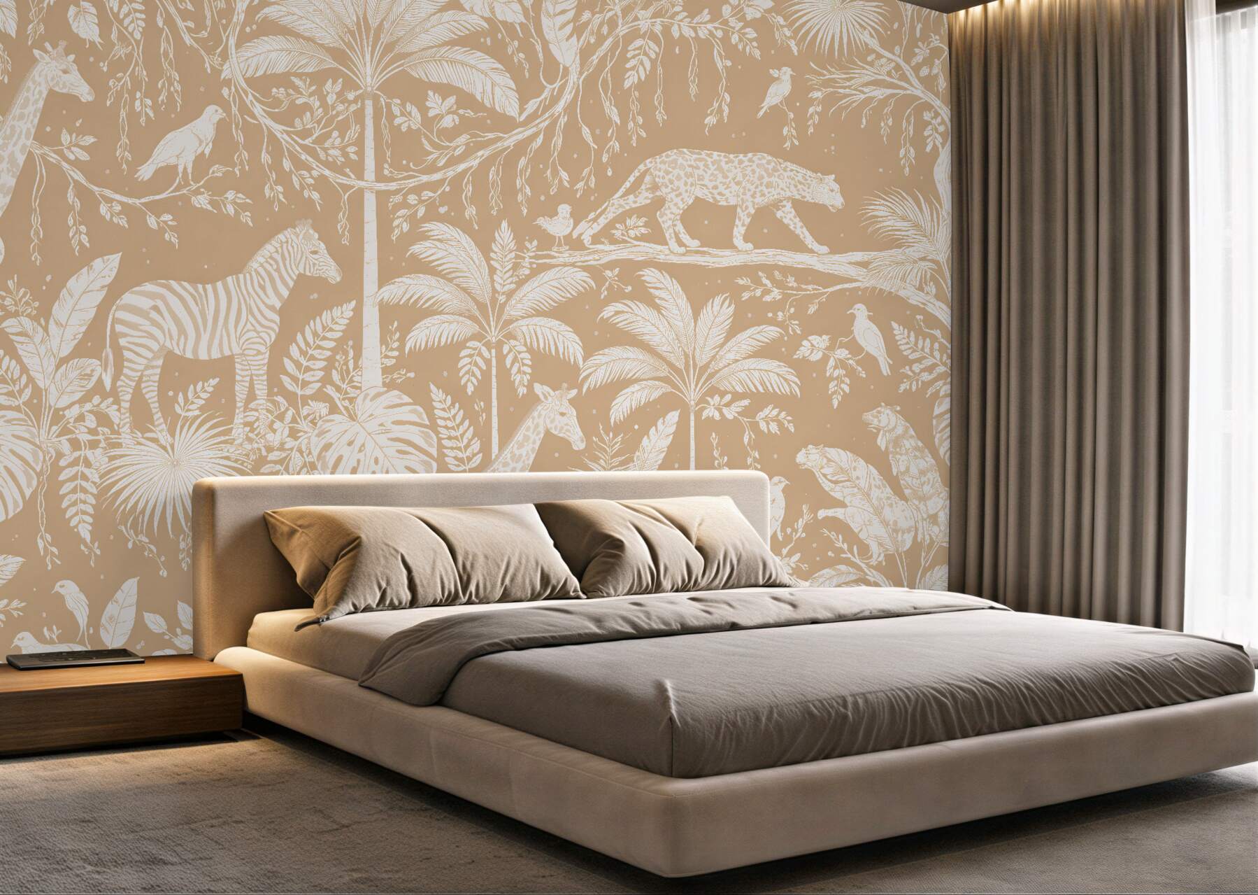 Fototapeta beżowe safari w stylu toile?v23