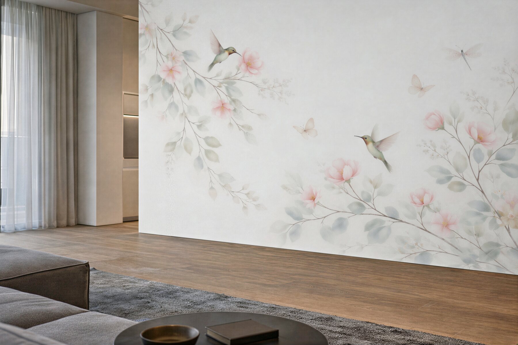 Fototapeta kolibry w pastelowych kwiatach?v23