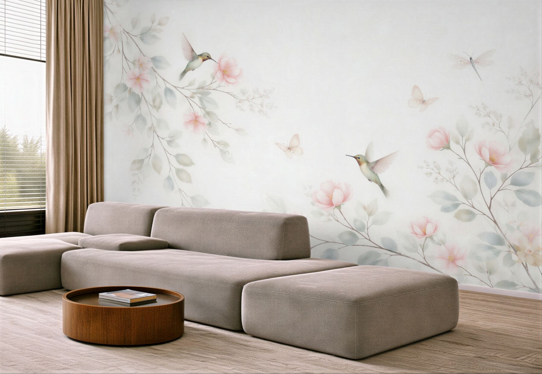 Fototapeta kolibry w pastelowych kwiatach?v23