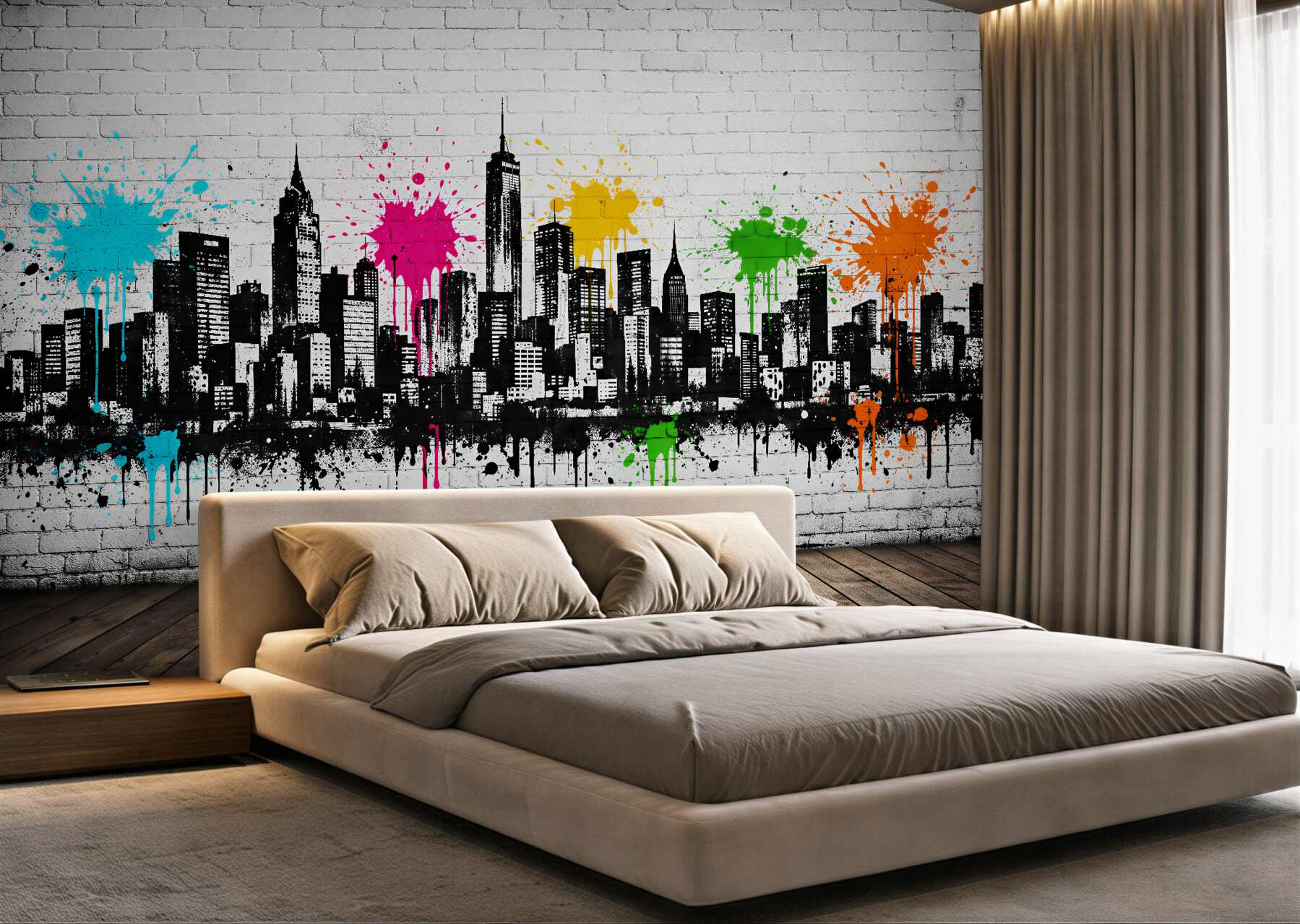 Fototapeta kolorowe graffiti miejskiej panoramy?v23