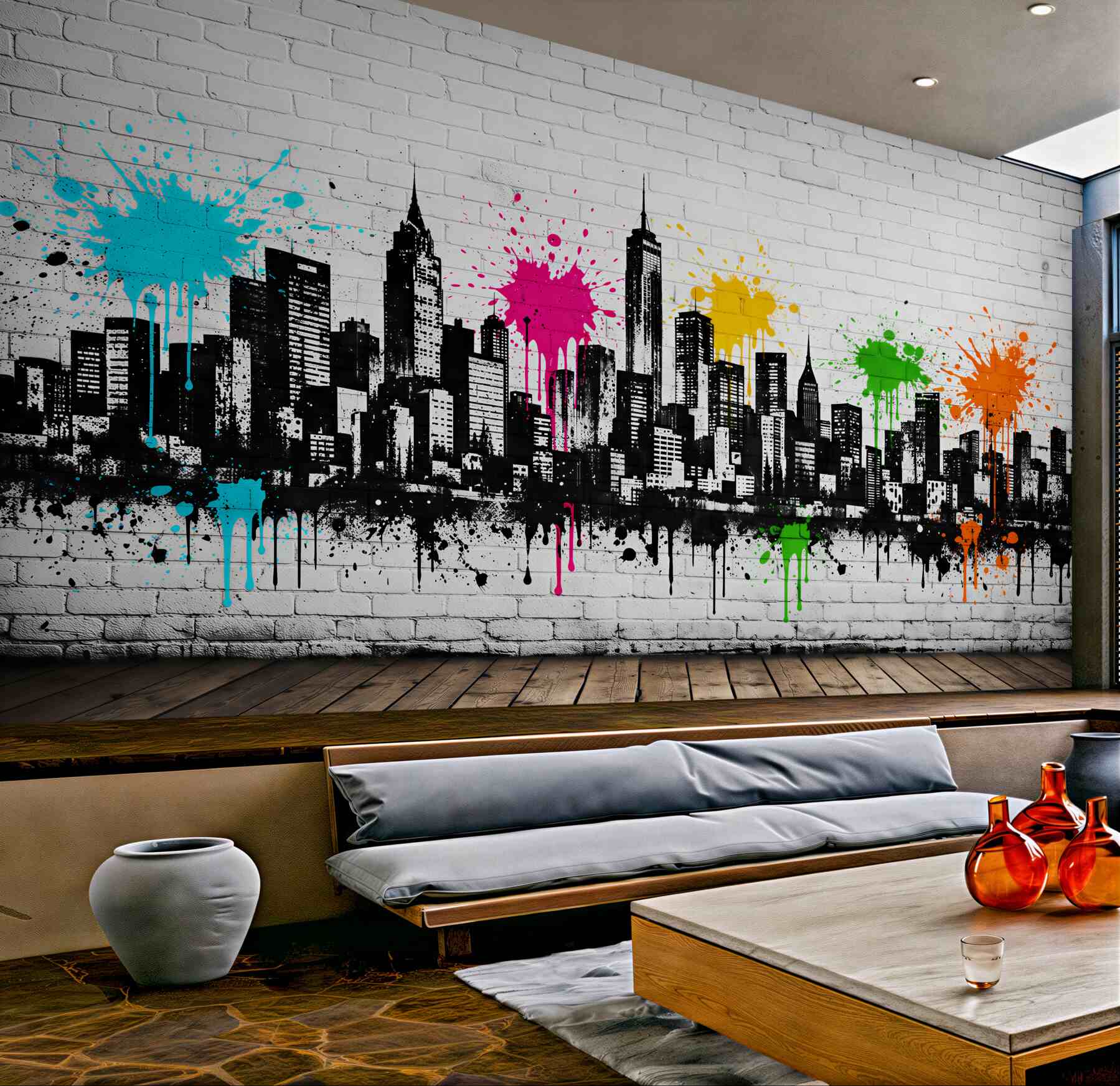Fototapeta kolorowe graffiti miejskiej panoramy?v23