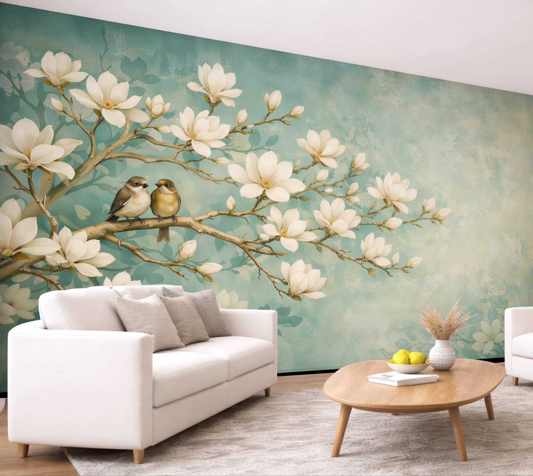 Fototapeta magnolie z ptaszkami na gałęzi?v23