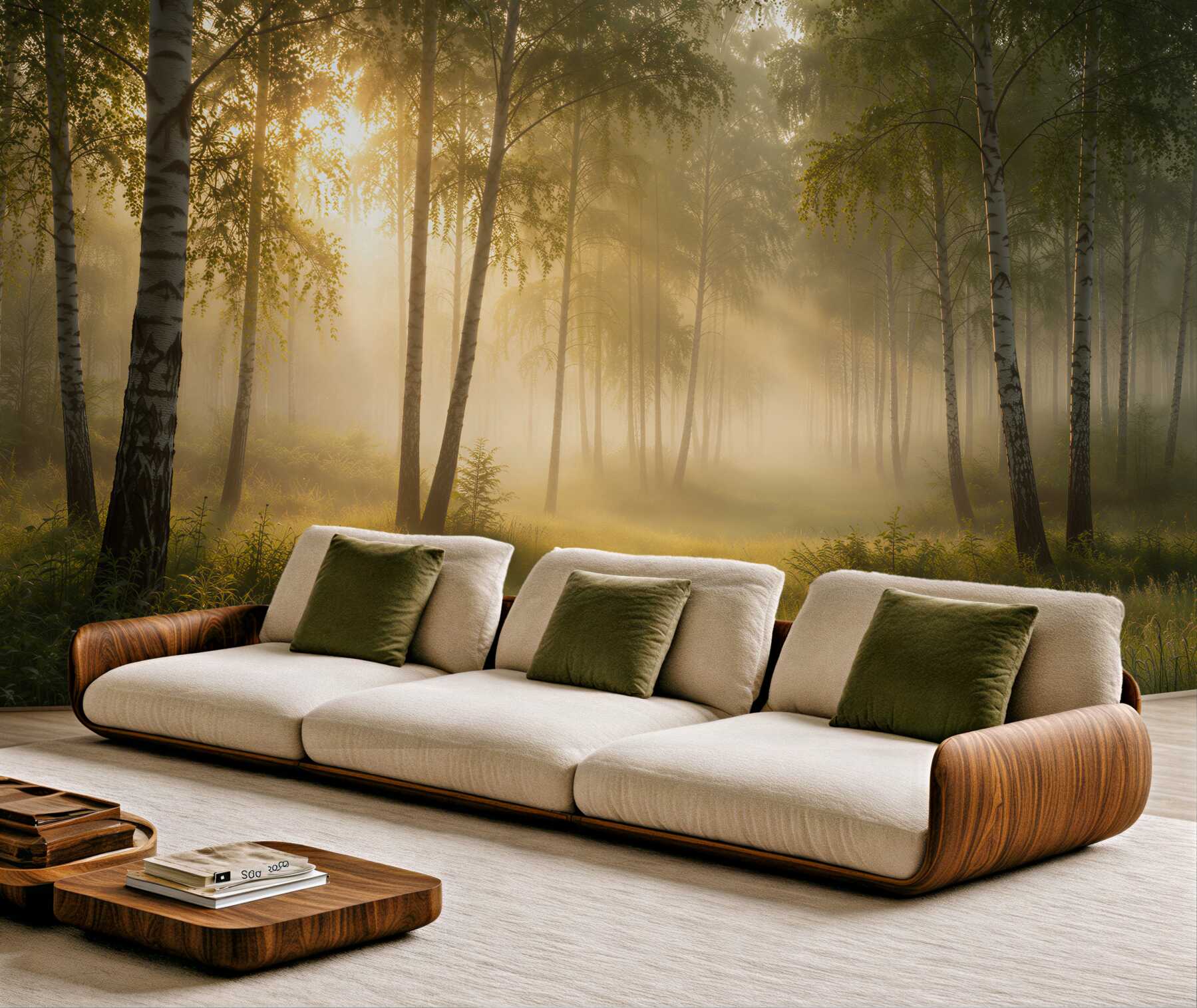 Fototapeta brzozowy las we mgle o świcie?v23