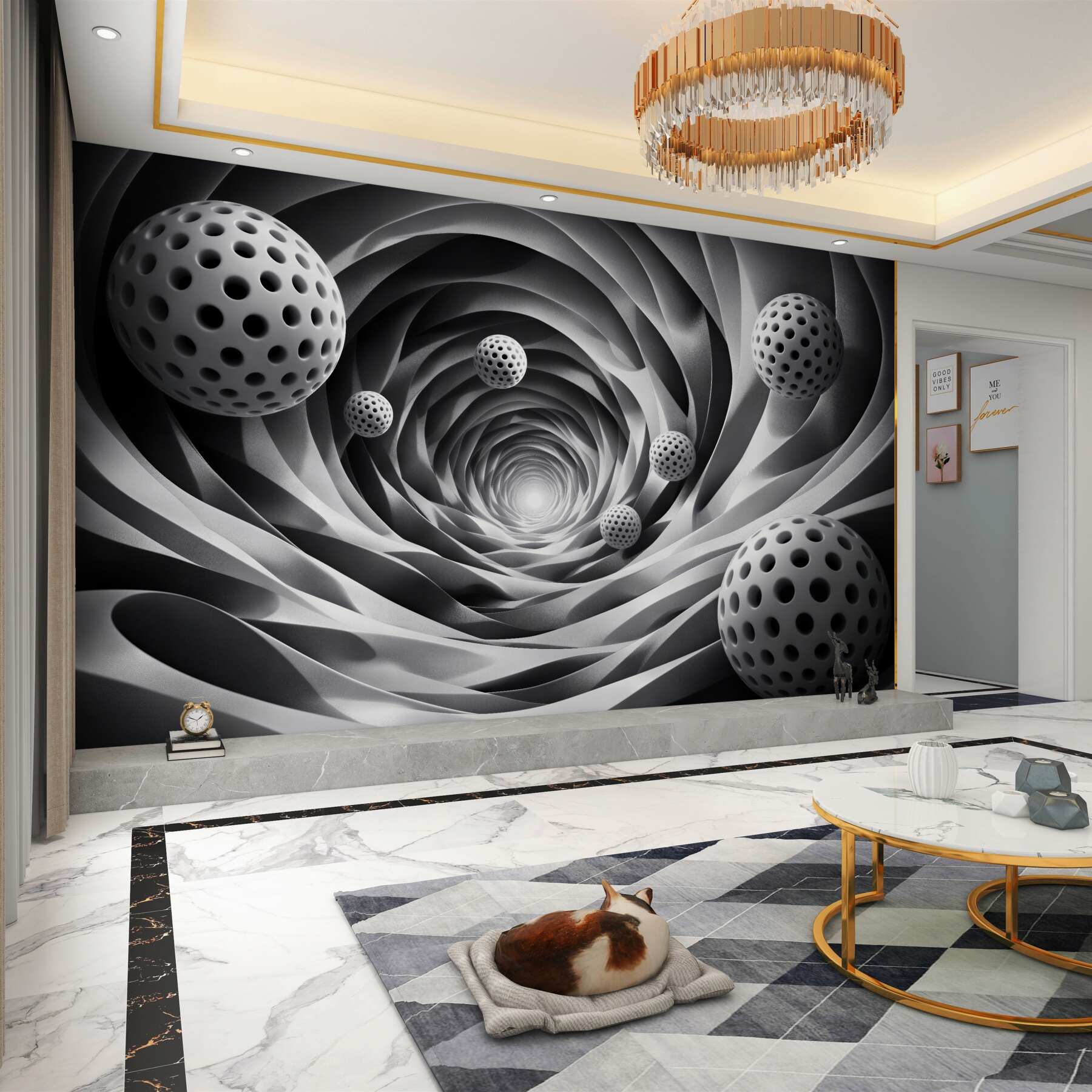 Fototapeta tunel z ażurowymi kulami 3d?v23