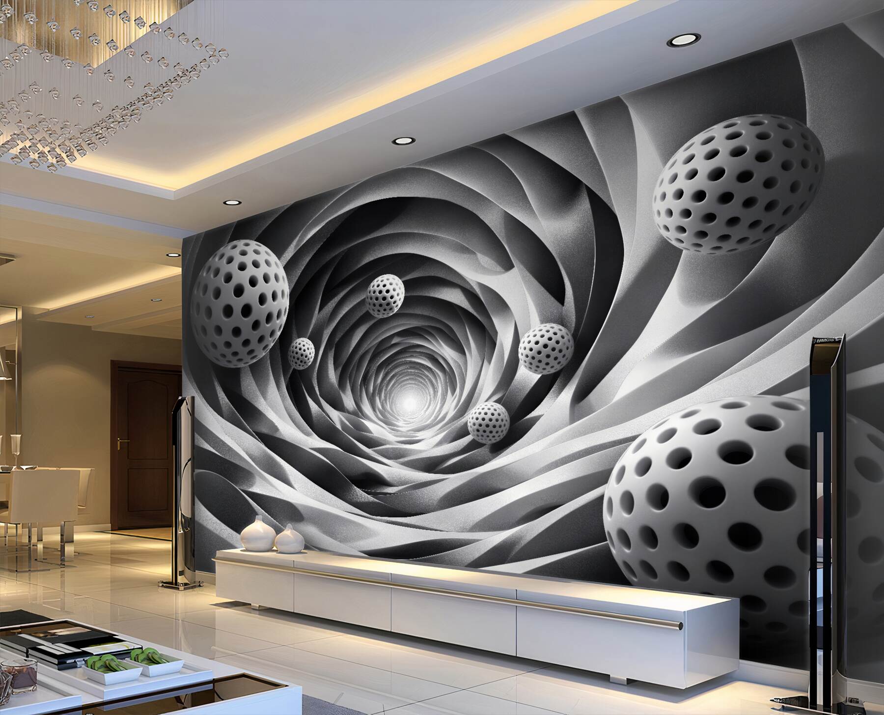 Fototapeta tunel z ażurowymi kulami 3d?v23
