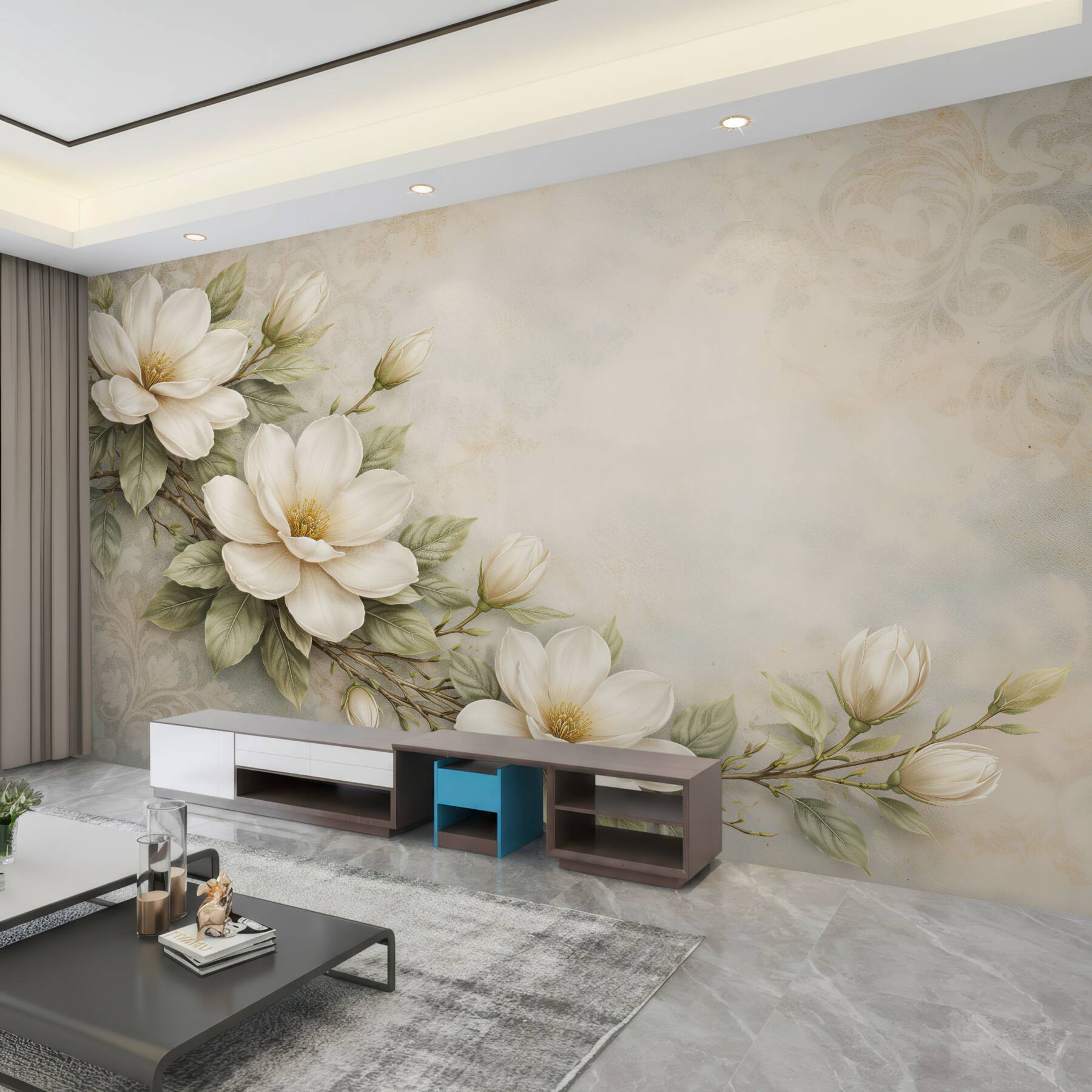 Fototapeta kremowe magnolie w eleganckim rozkwicie?v23