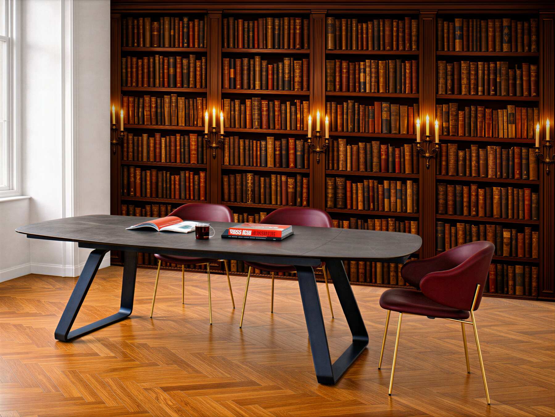 Fototapeta klimatyczna biblioteka przy świecach?v23
