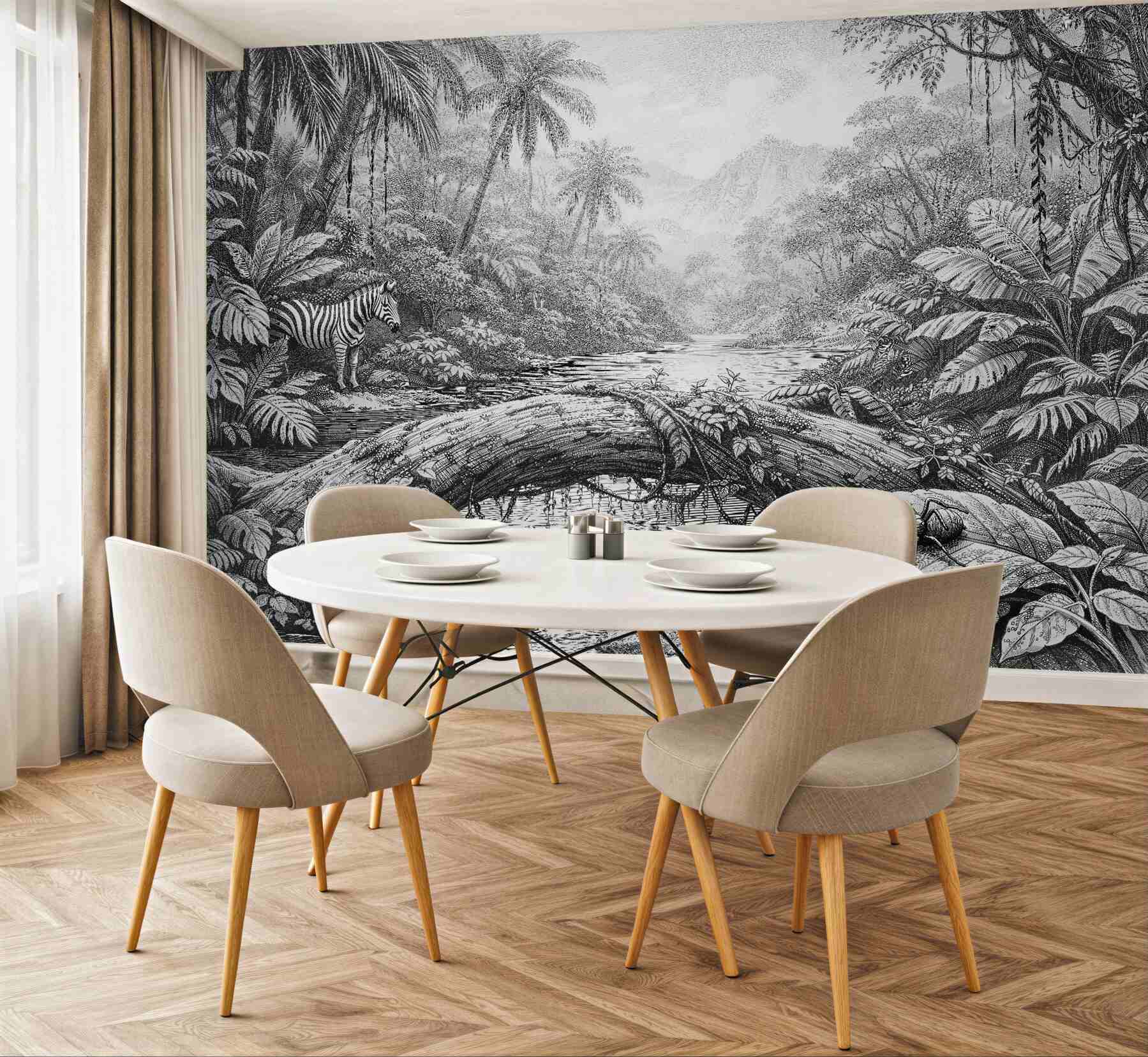 Fototapeta dżungla z zebrą nad wodą?v23