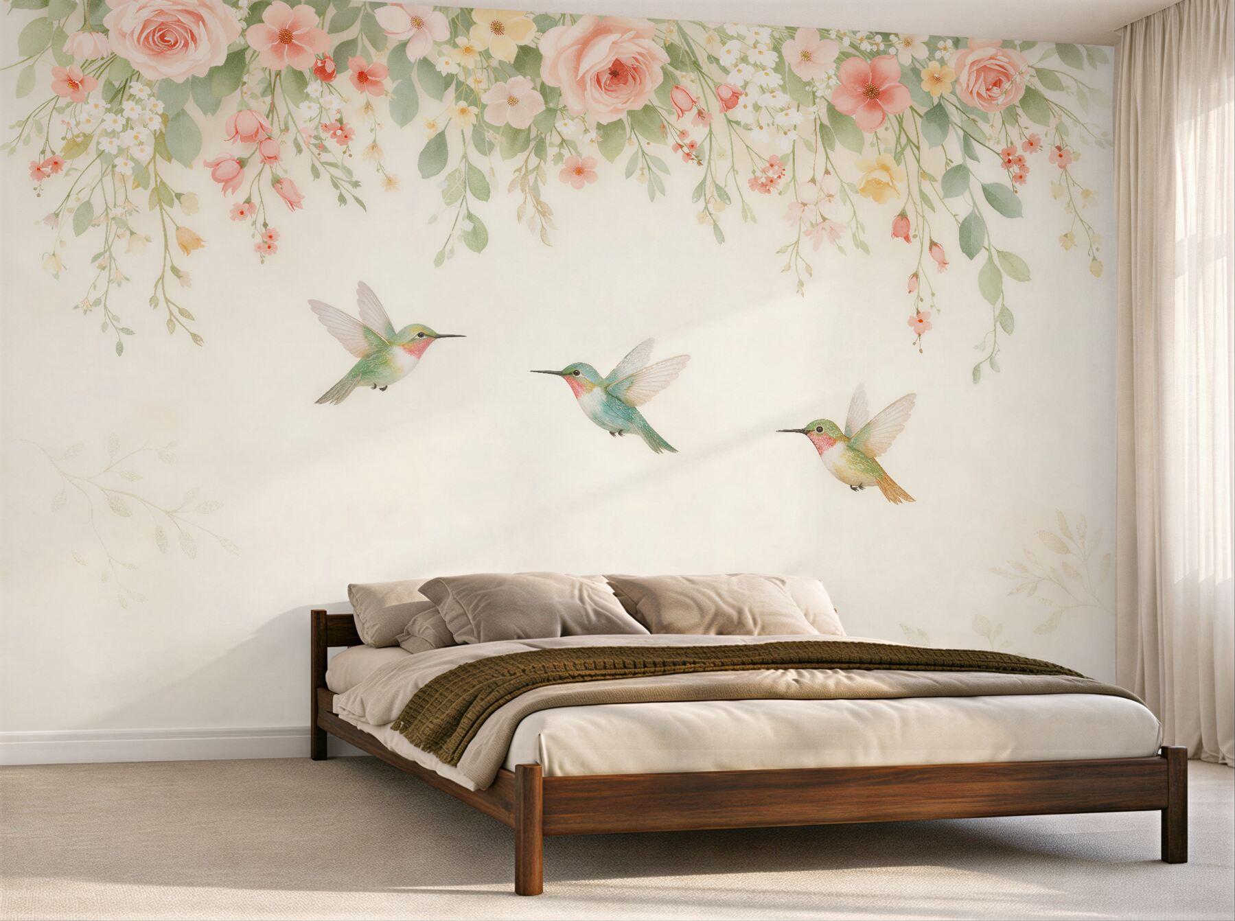 Fototapeta pastelowe kolibry w kwiatach?v23