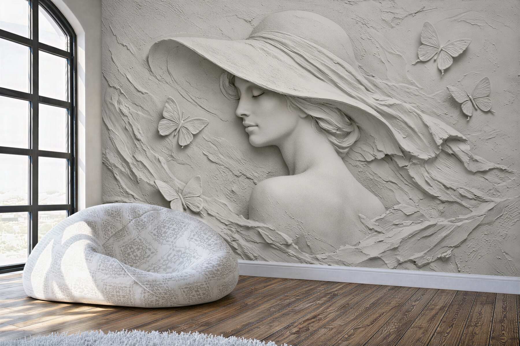 Fototapeta elegancka dama z motylami 3d?v23