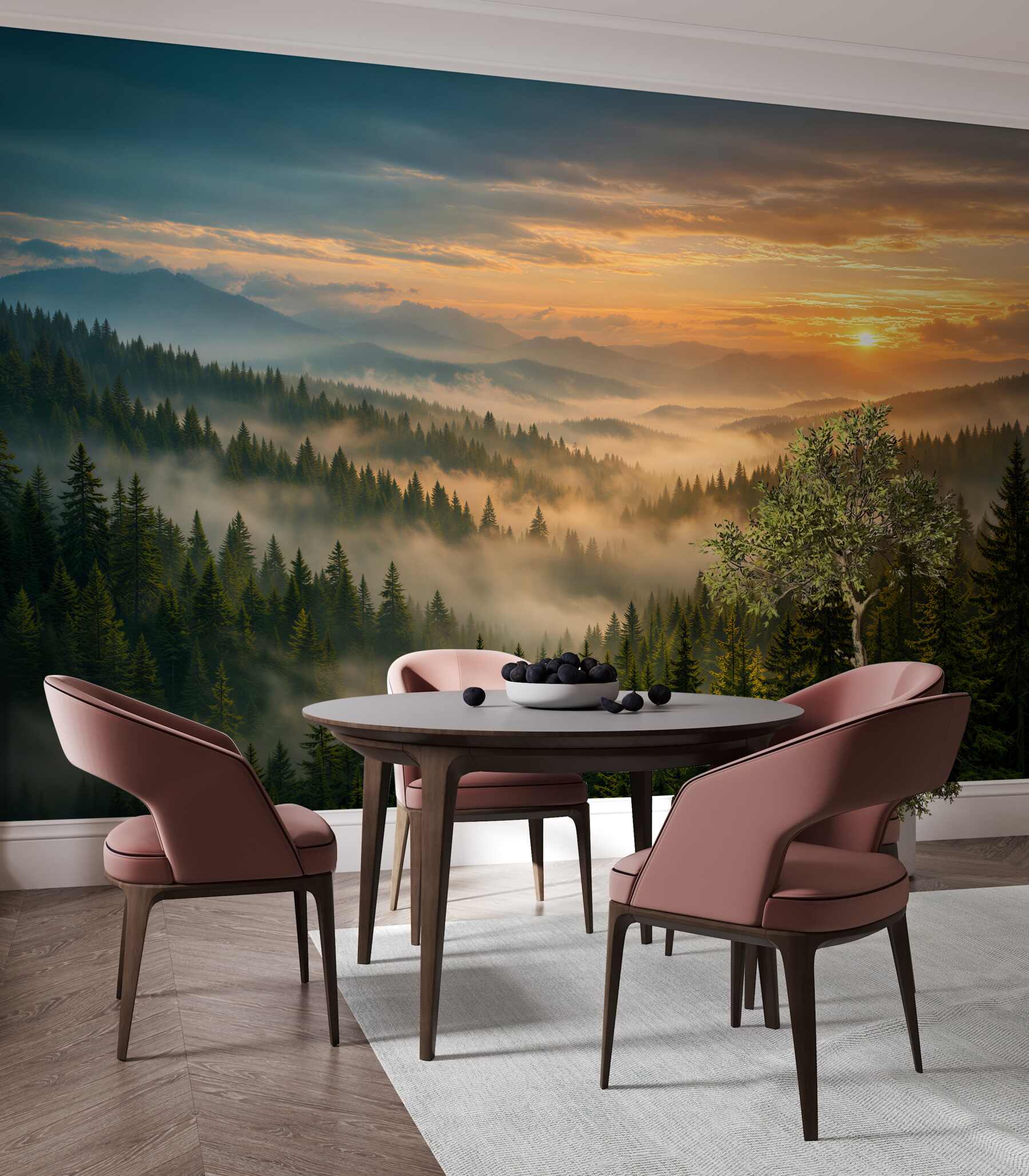 Fototapeta mglisty świt nad górskim lasem?v23