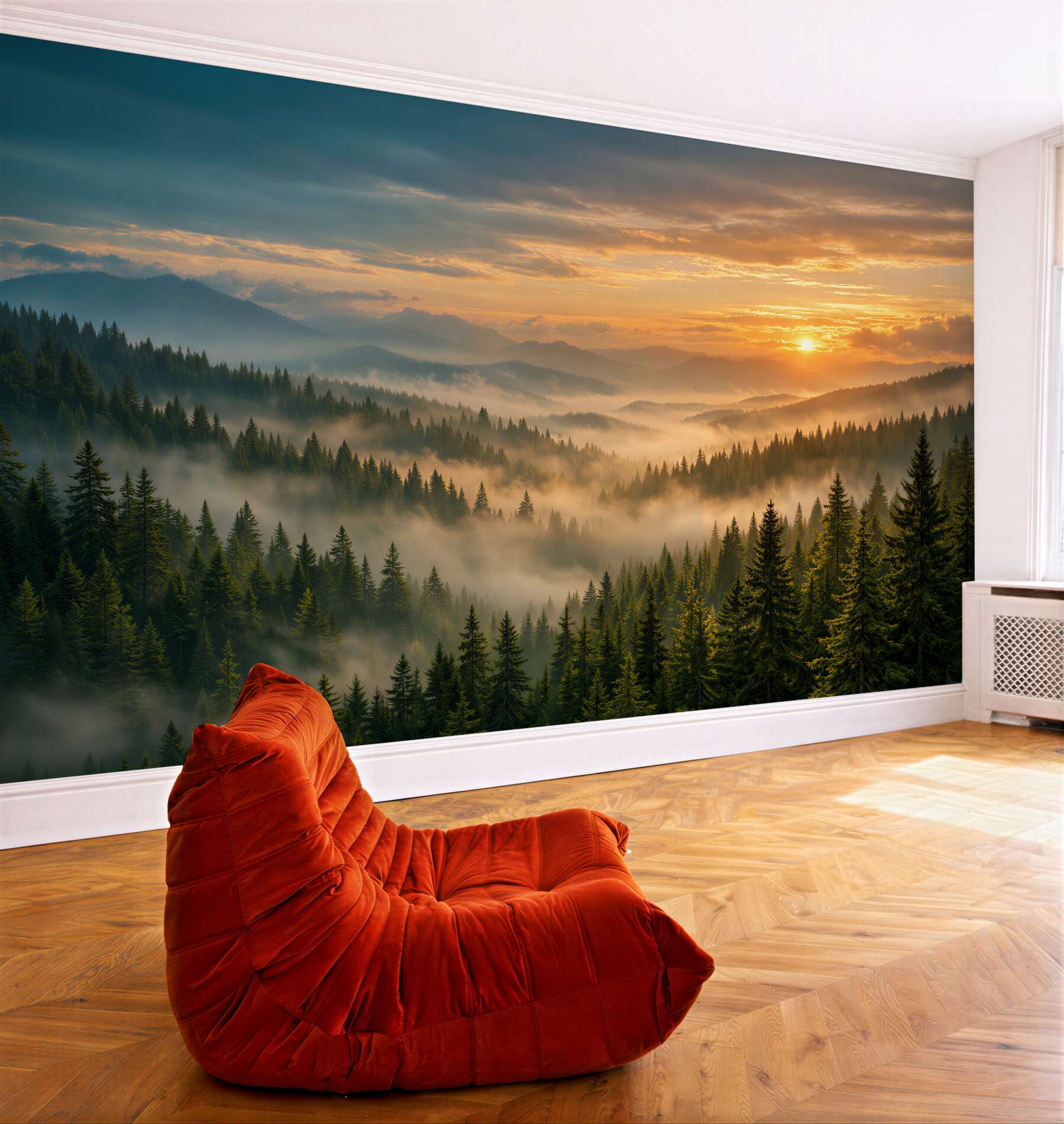 Fototapeta mglisty świt nad górskim lasem?v23