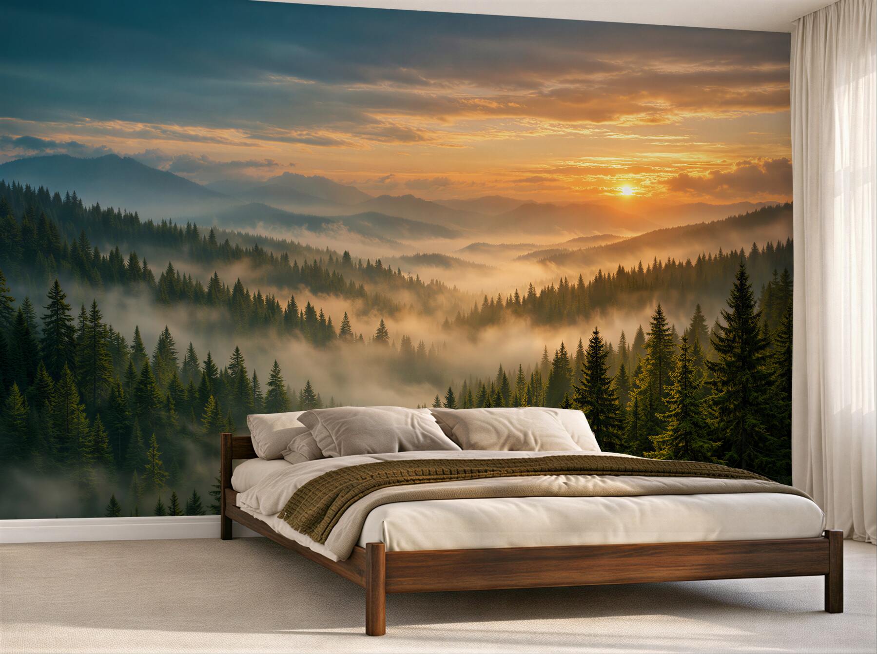 Fototapeta mglisty świt nad górskim lasem?v23