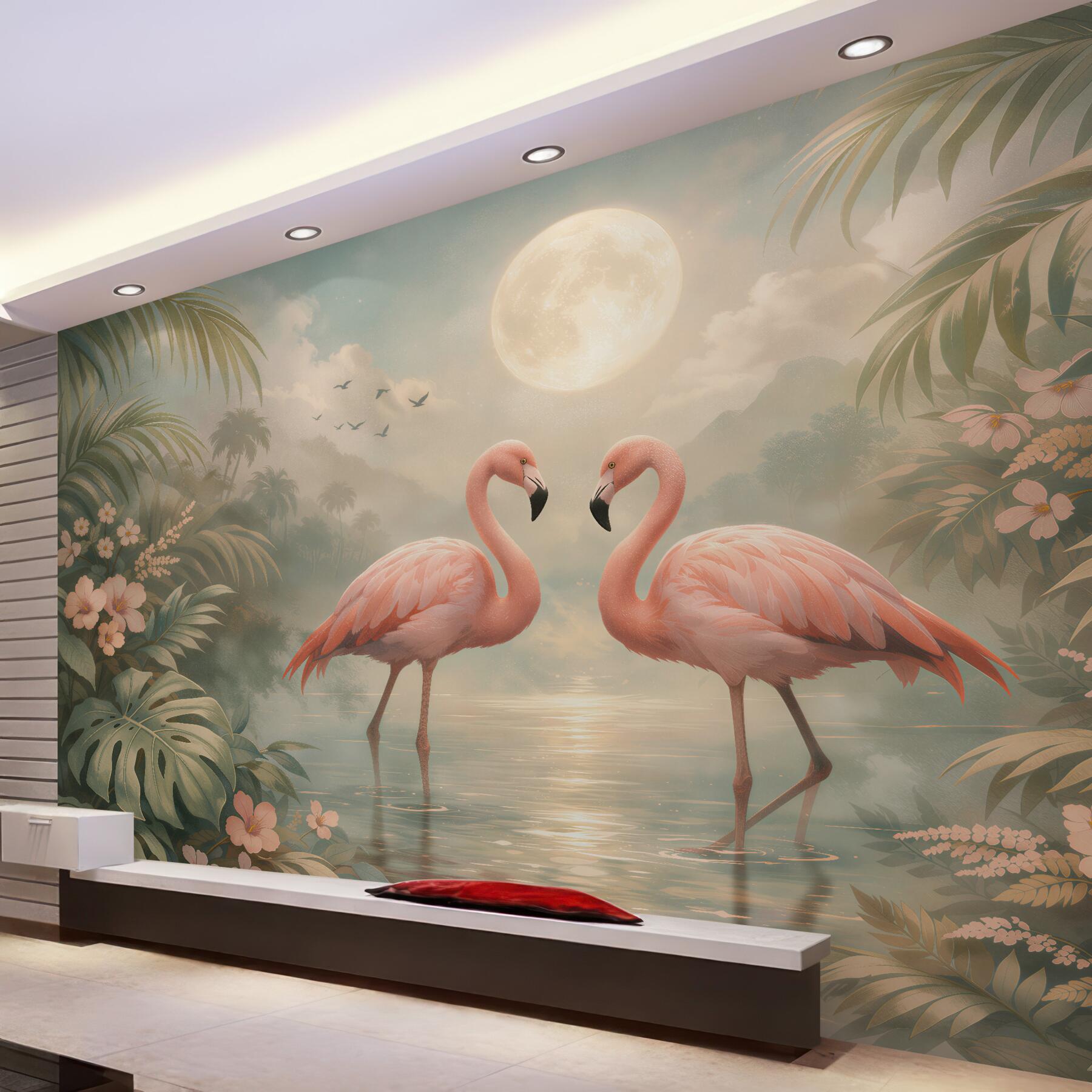 Fototapeta flamingi w księżycowej lagunie?v23