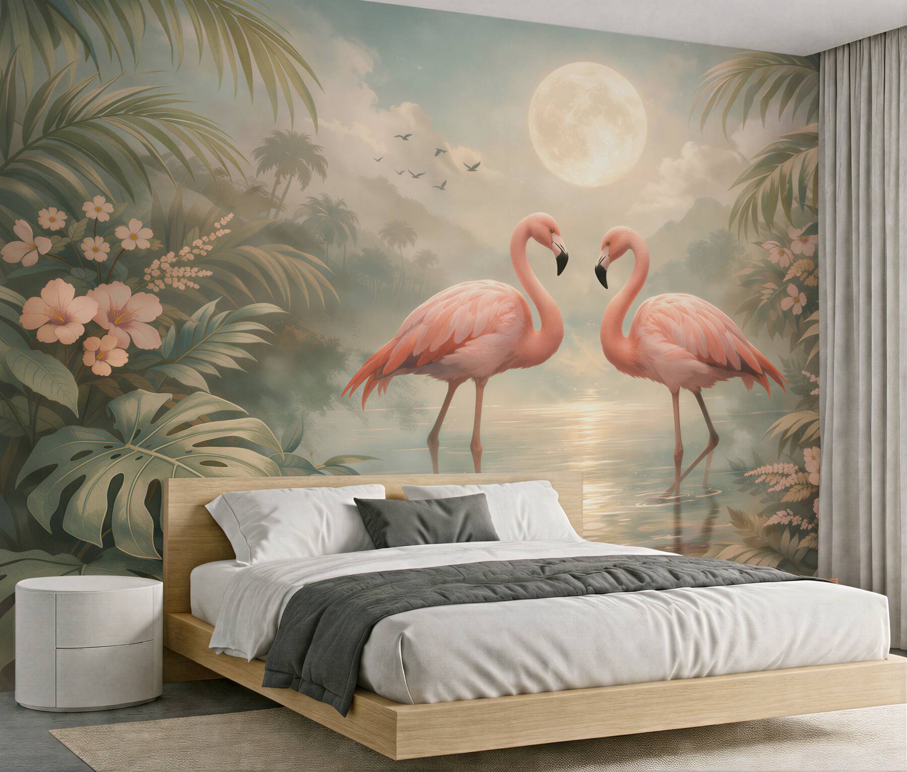 Fototapeta flamingi w księżycowej lagunie?v23