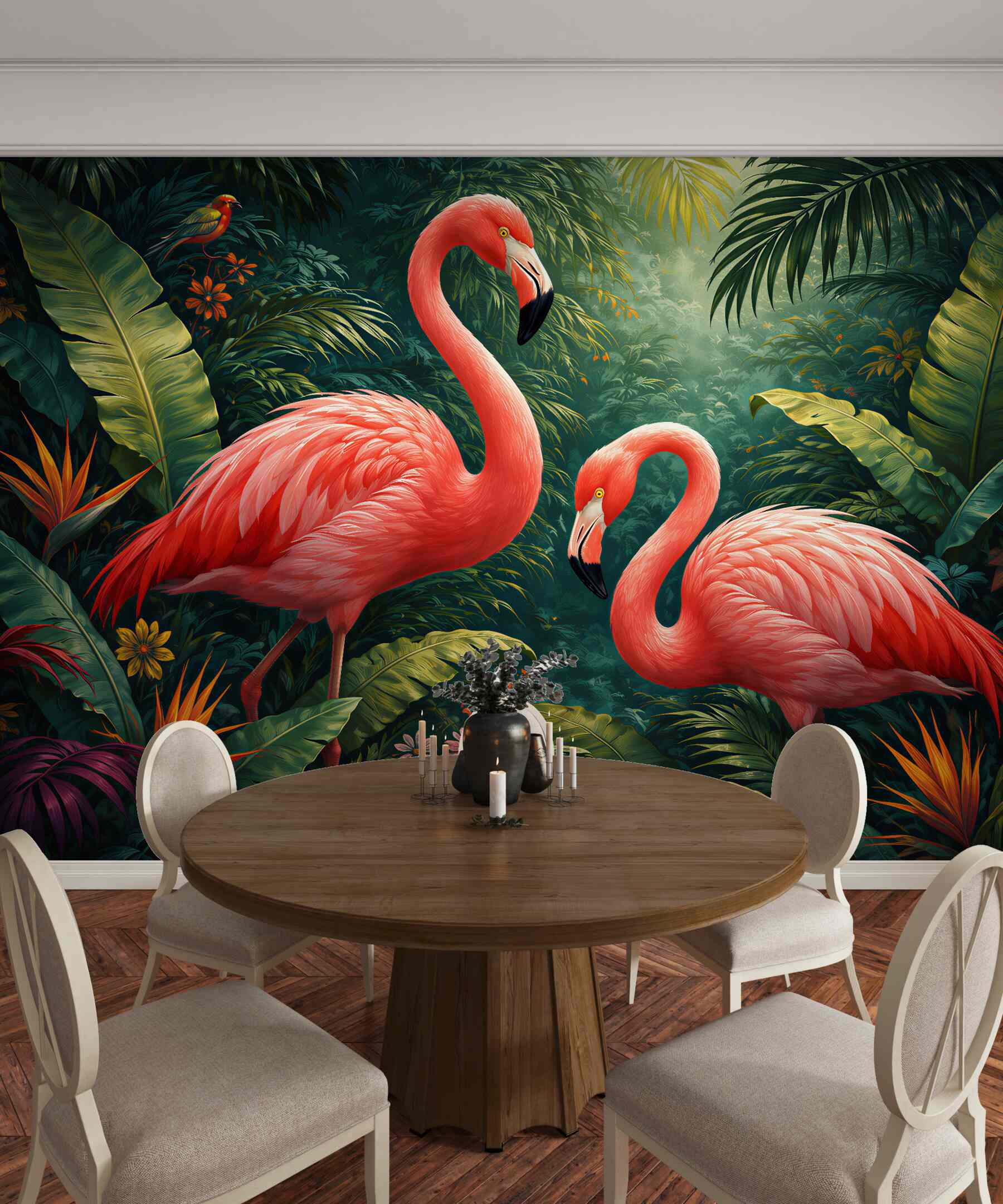 Fototapeta różowe flamingi w tropikalnej dżungli?v23