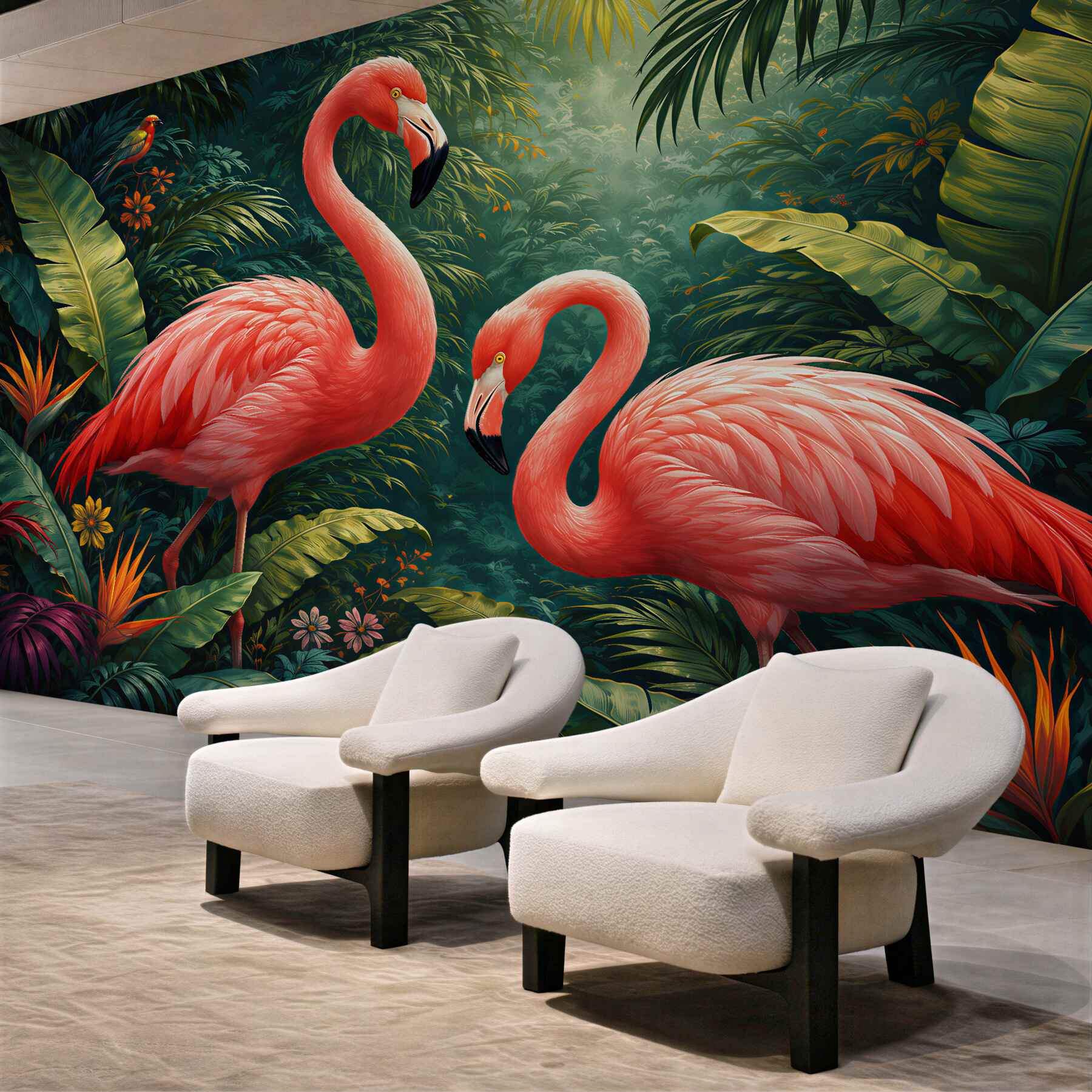Fototapeta różowe flamingi w tropikalnej dżungli?v23