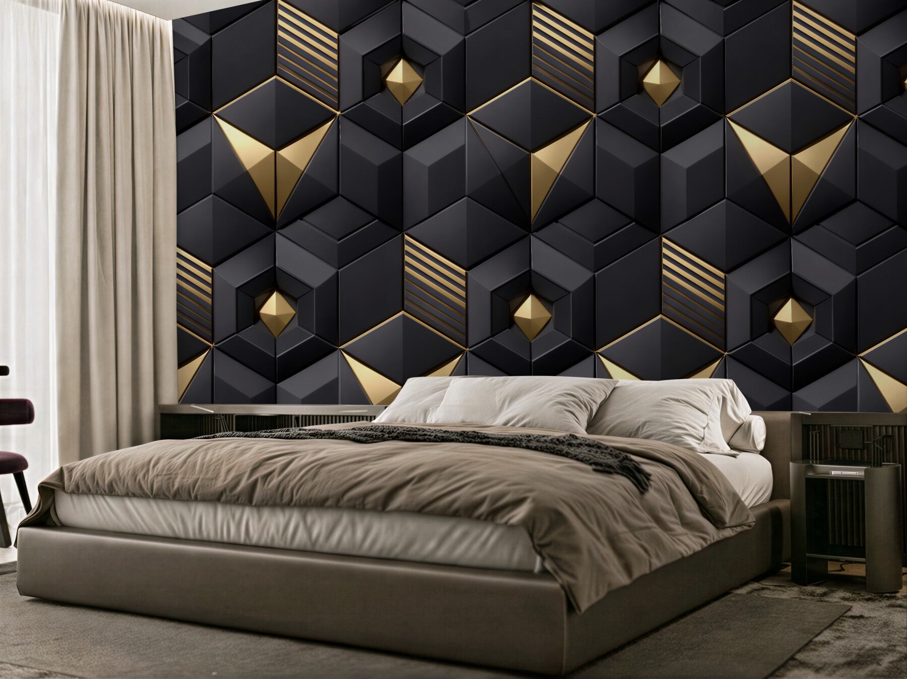 Fototapeta czarno-złota geometryczna elegancja 3d?v23
